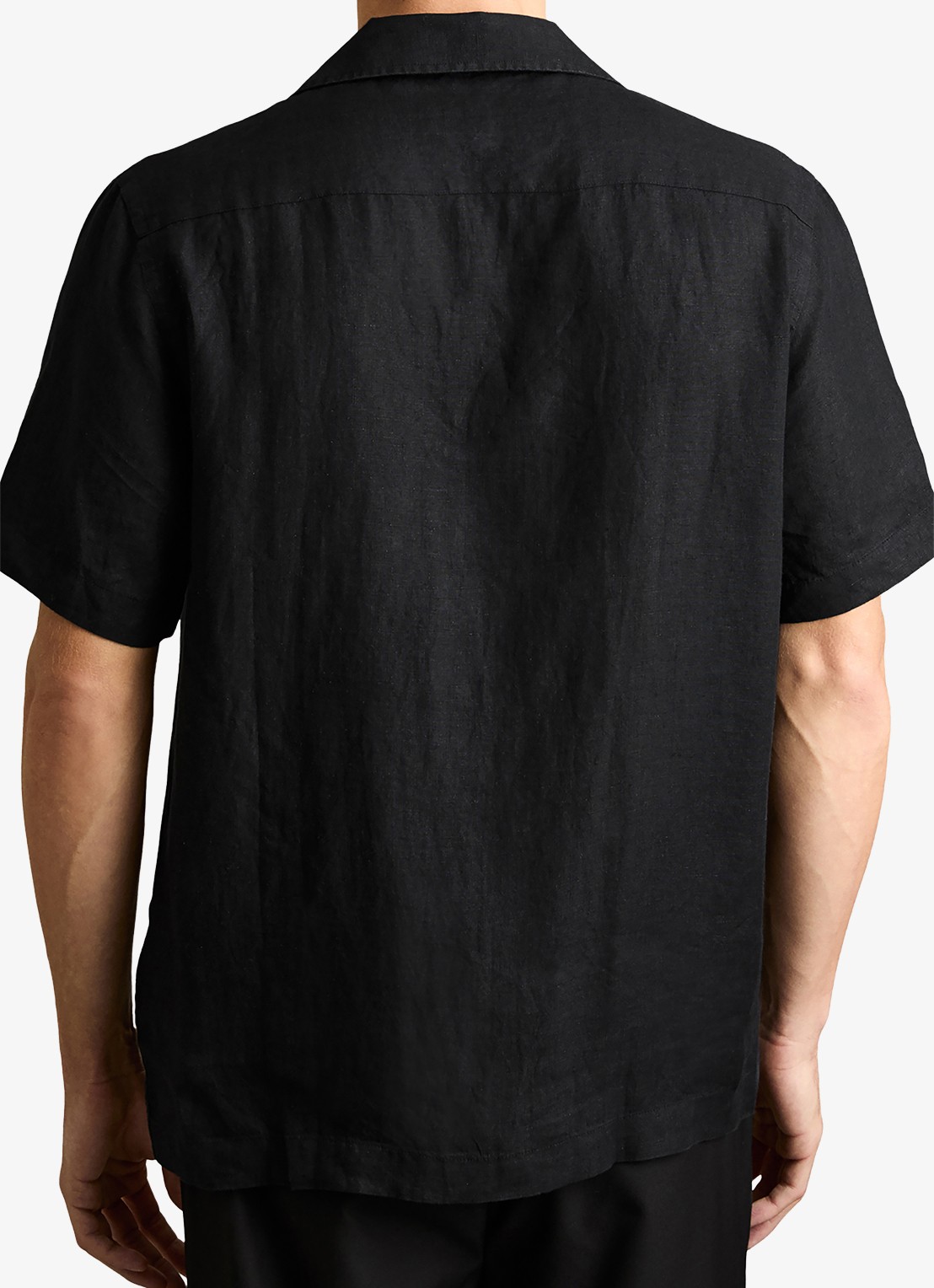 Reiss Beldi regular fit overhemd van linnen - achterkant 3 black / zwart