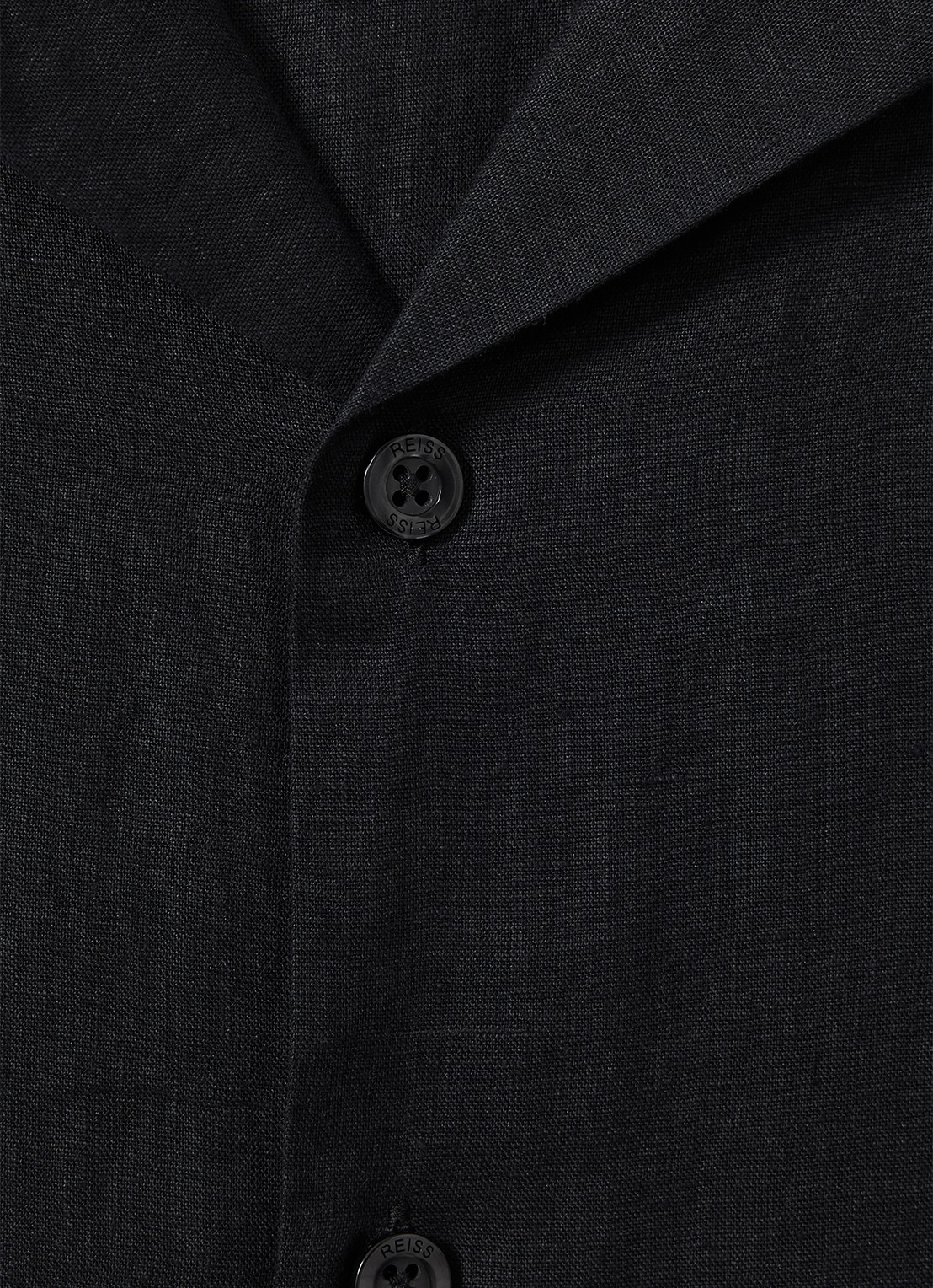 Reiss Beldi regular fit overhemd van linnen - detail 4 black / zwart