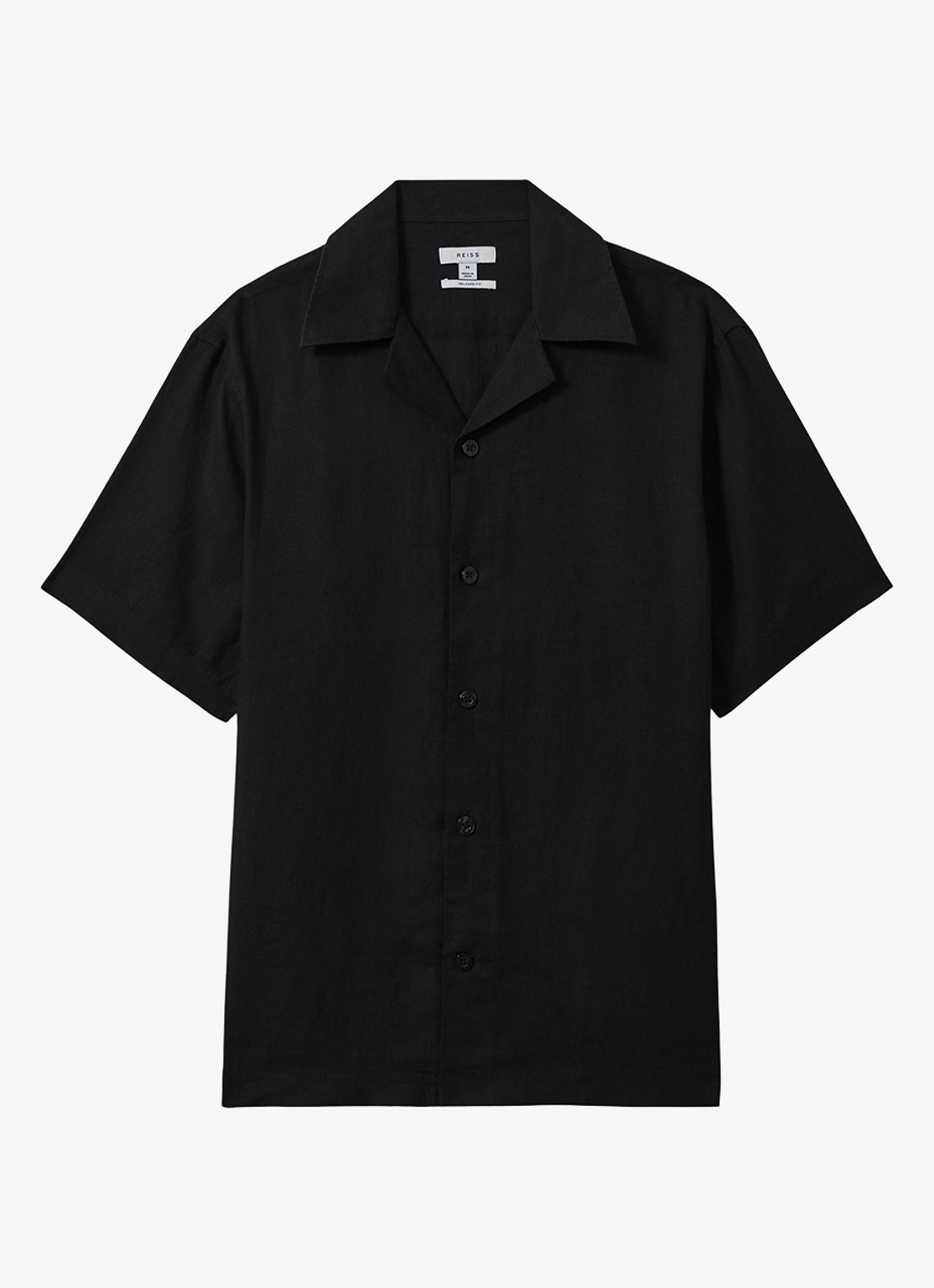 Reiss Beldi regular fit overhemd van linnen - voorkant black / zwart