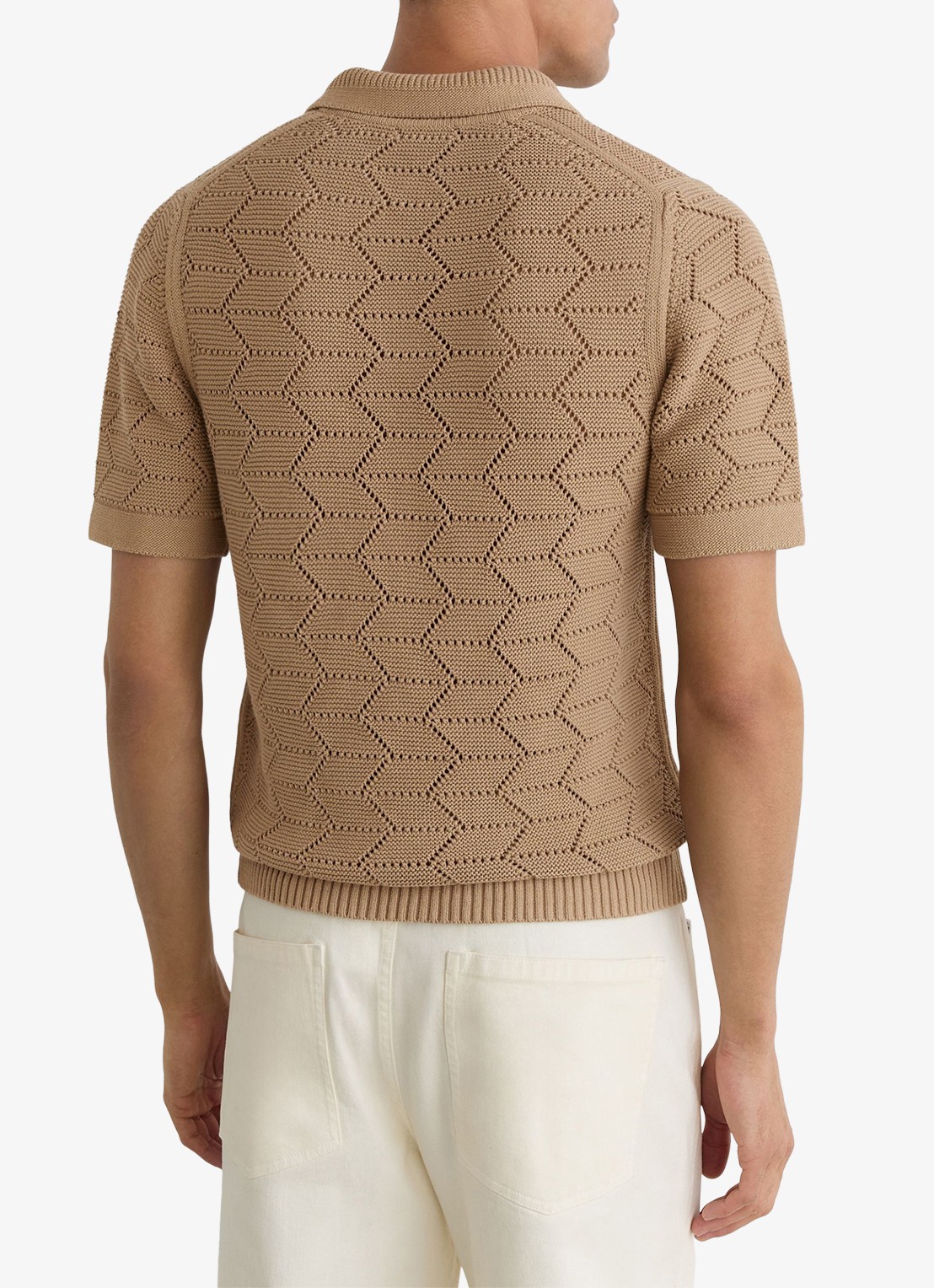 Reiss Belford regular fit polo in katoenblend - achterkant 3 camel