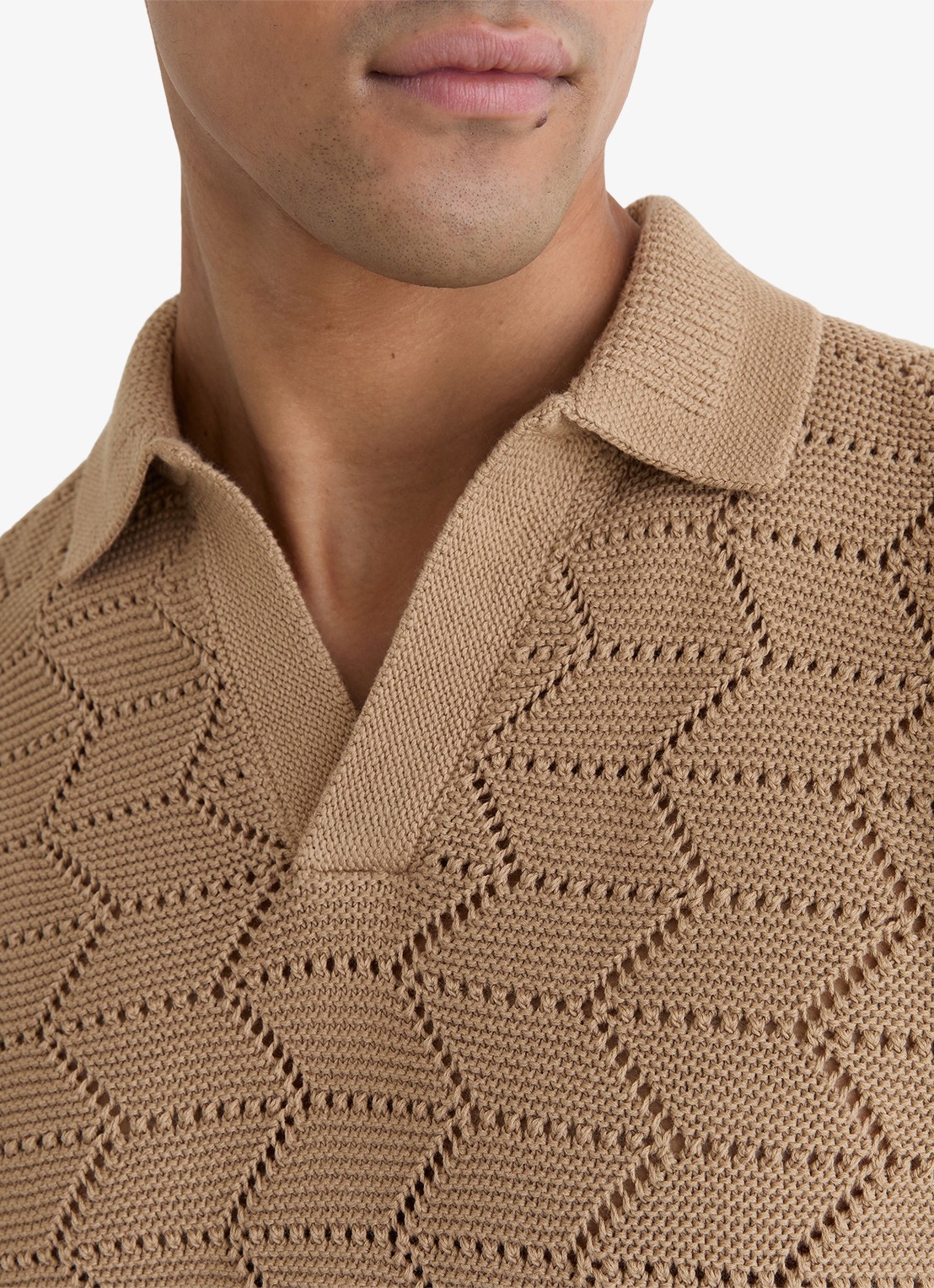 Reiss Belford regular fit polo in katoenblend - detail 5 camel