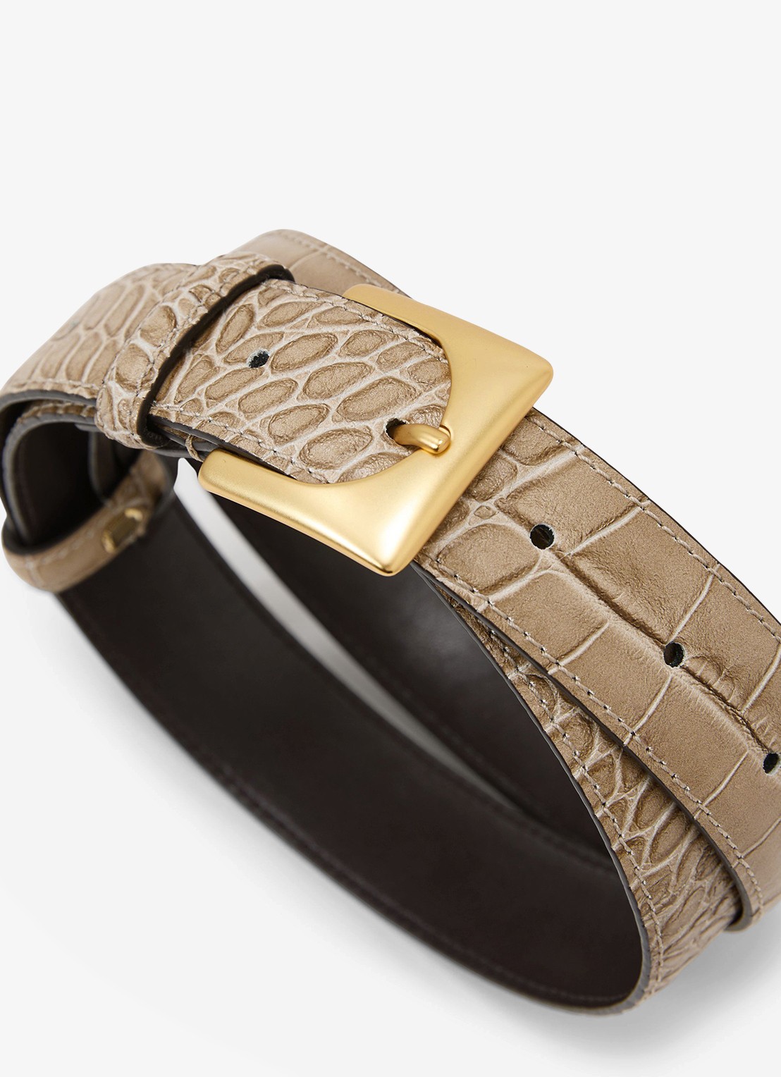 Reiss Belinda riem van leer met crocostructuur  - detail 3 grijs