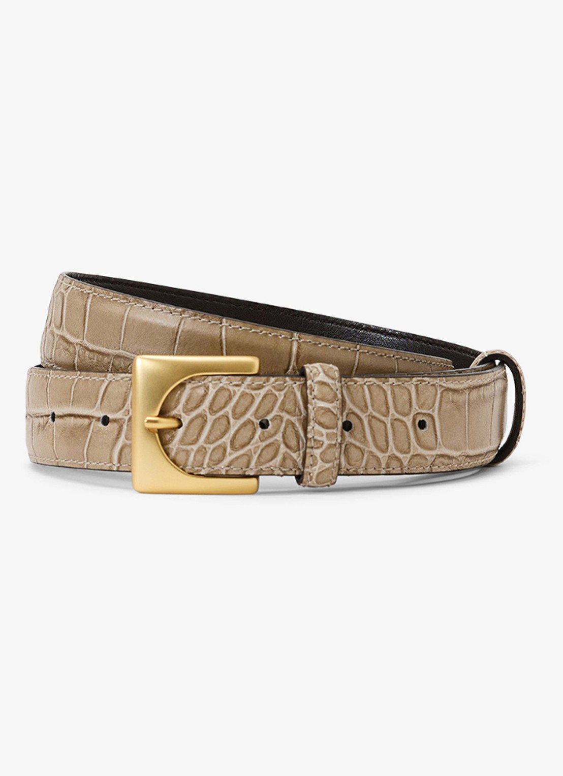 Reiss Belinda riem van leer met crocostructuur  - voorkant 4 grijs