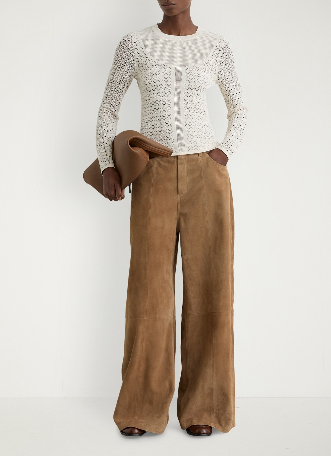 Reiss Bella longsleeve met opengewerkt dessin - voorkant 3 ivoor