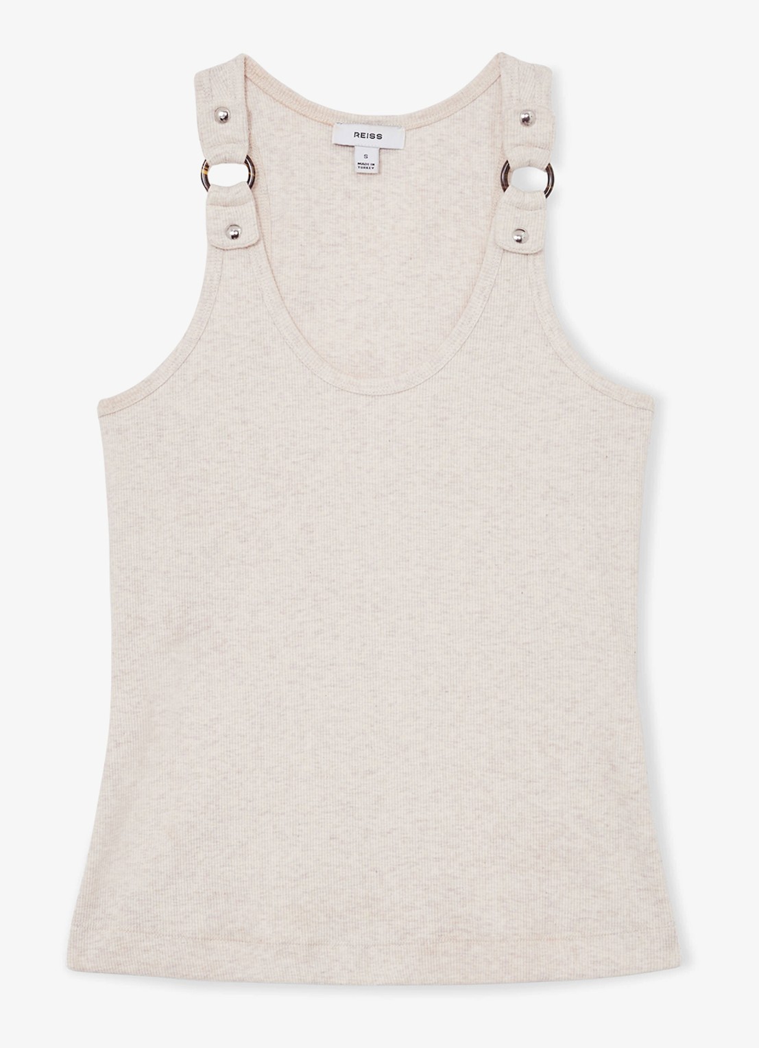 Reiss Bella ribgebreide tanktop met ringdetail - voorkant 6 creme