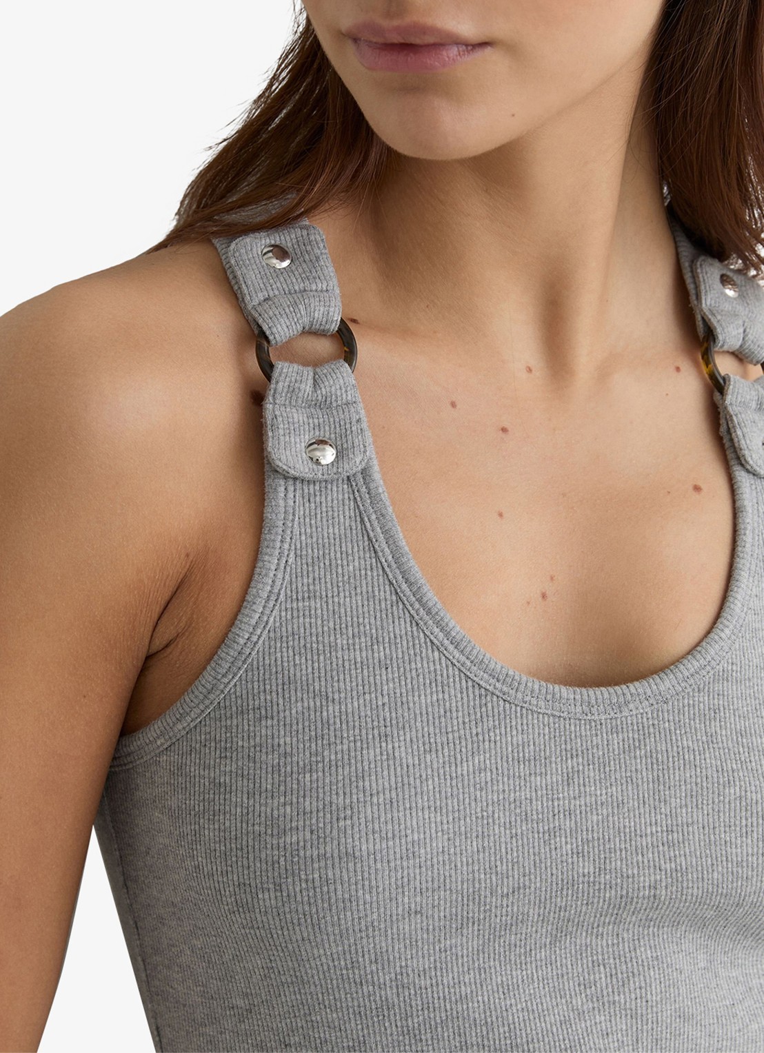 Reiss Bella ribgebreide tanktop met ringdetail - detail 3 grijs