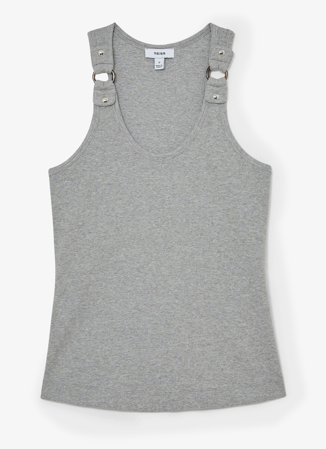 Reiss Bella ribgebreide tanktop met ringdetail - voorkant 5 grijs