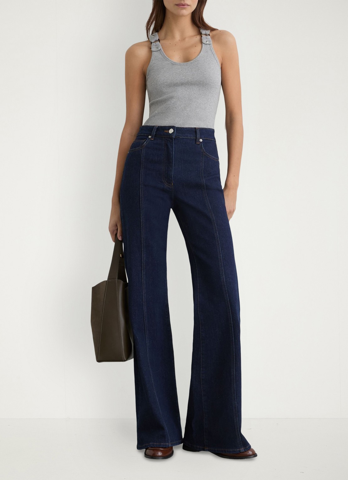 Reiss Bella ribgebreide tanktop met ringdetail - voorkant 6 grijs