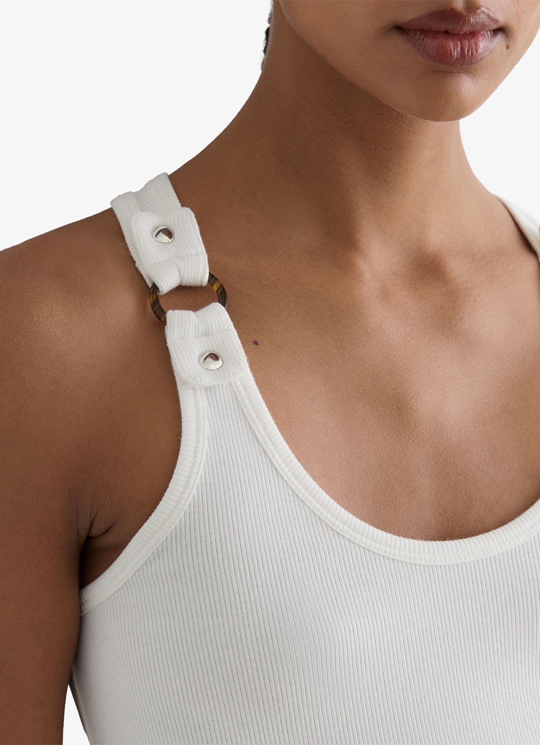 Reiss Bella ribgebreide tanktop met ringdetail - detail 5 wit