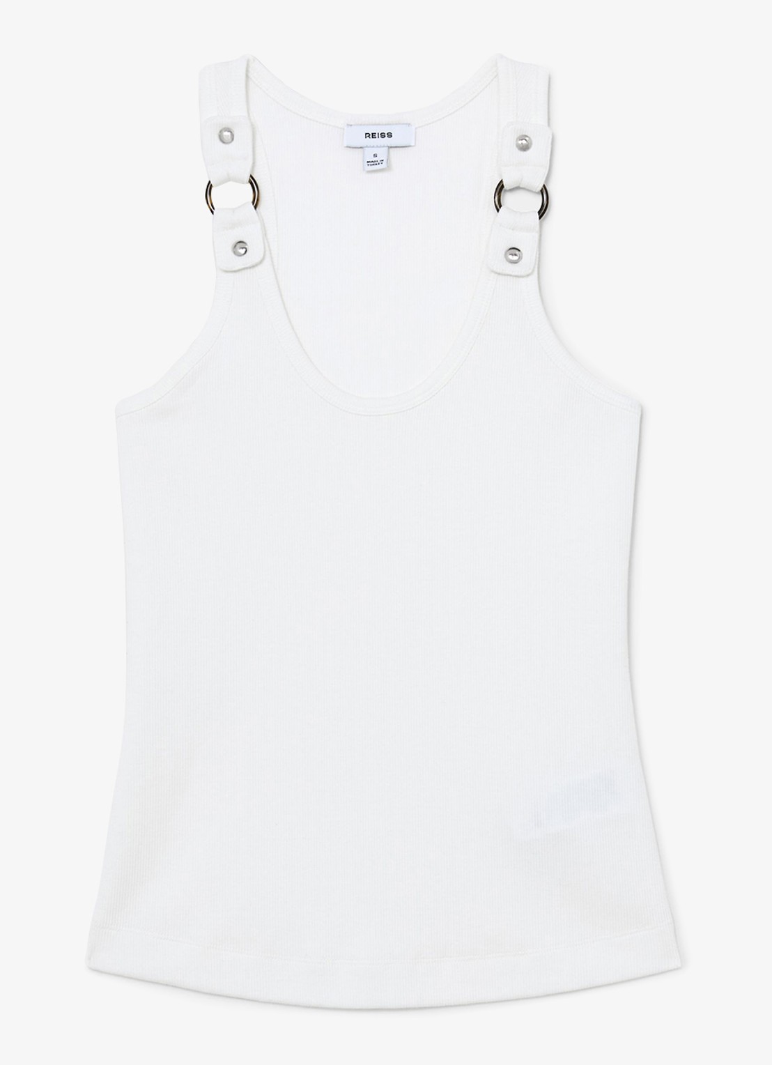 Reiss Bella ribgebreide tanktop met ringdetail - voorkant 2 wit