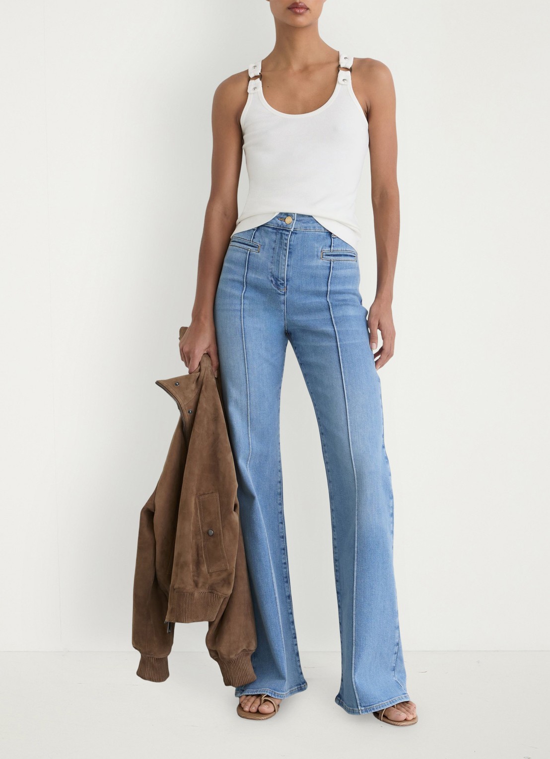 Reiss Bella ribgebreide tanktop met ringdetail - voorkant 3 wit