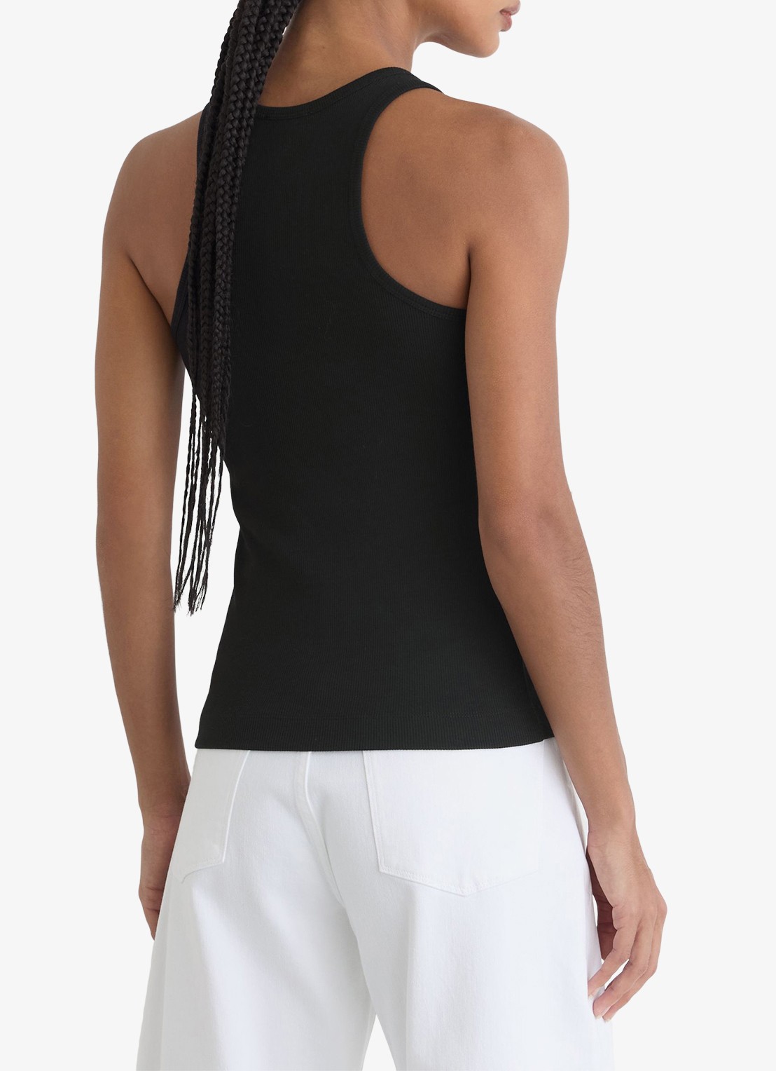 Reiss Bella ribgebreide tanktop met ringdetail - achterkant black / zwart