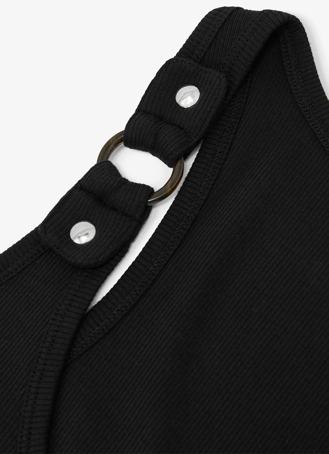 Reiss Bella ribgebreide tanktop met ringdetail - detail 4 black / zwart