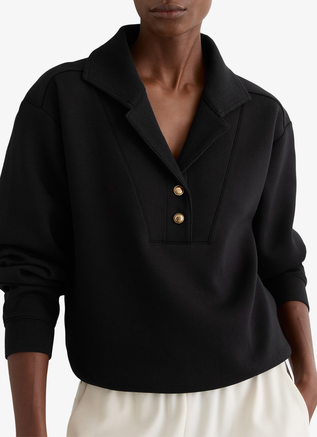Reiss Bella sweater met polokraag  - detail 4 zwart