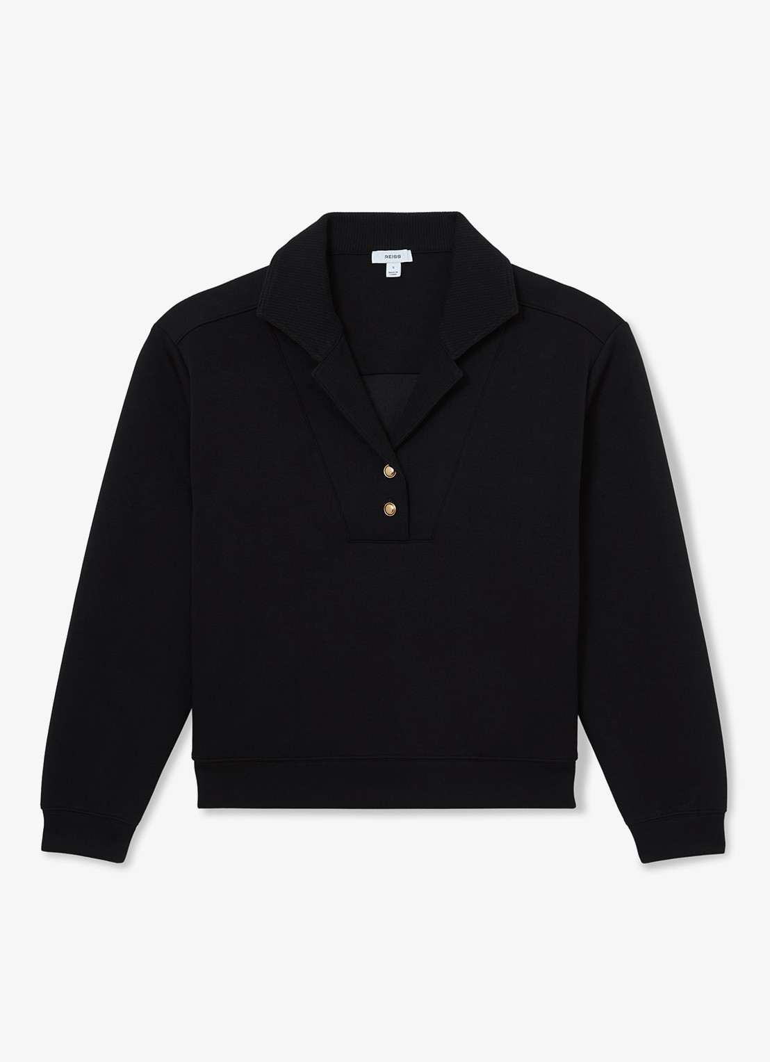 Reiss Bella sweater met polokraag  - voorkant zwart