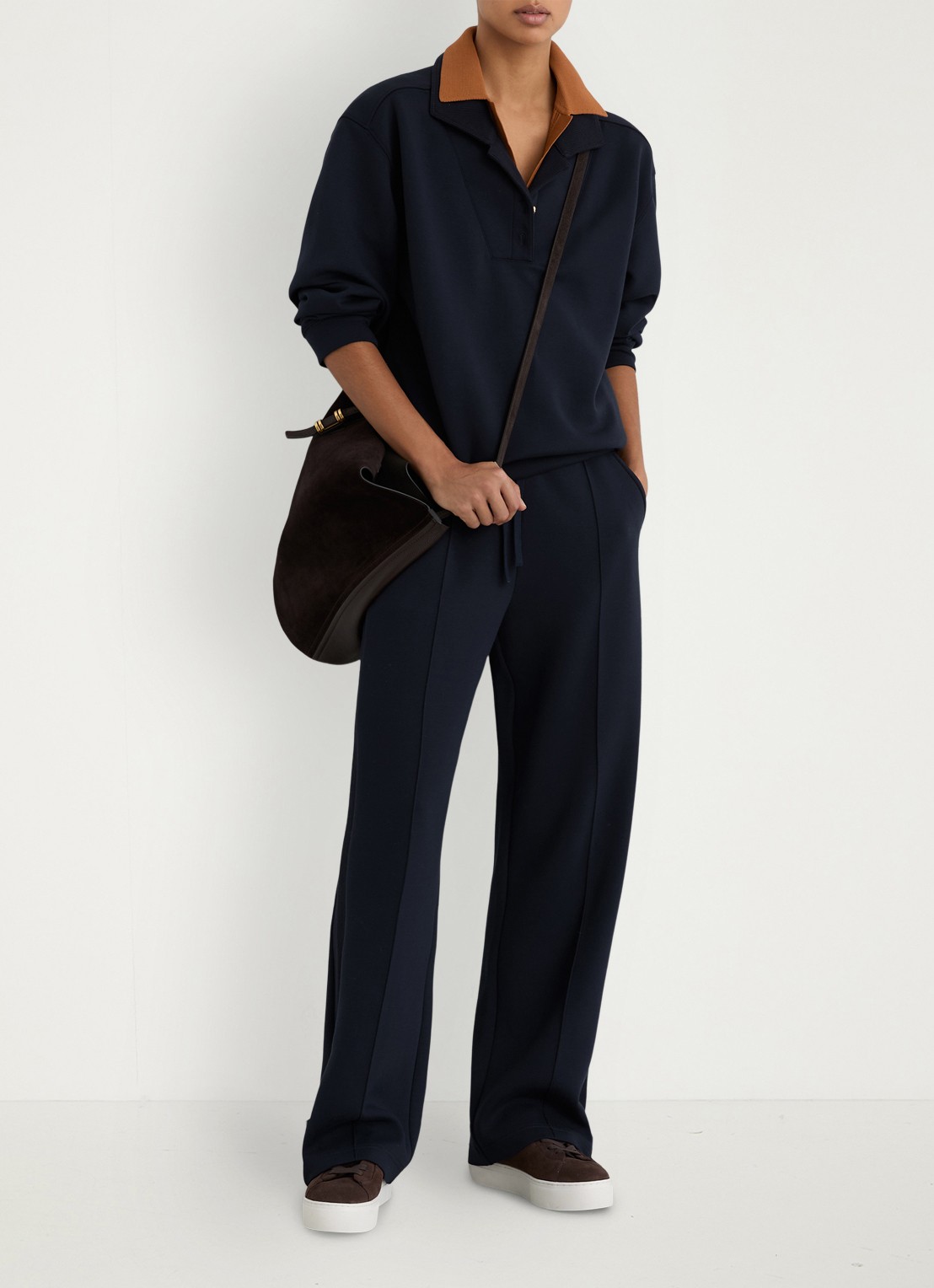 Reiss Bella sweater met polokraag  - voorkant 6 donkerblauw