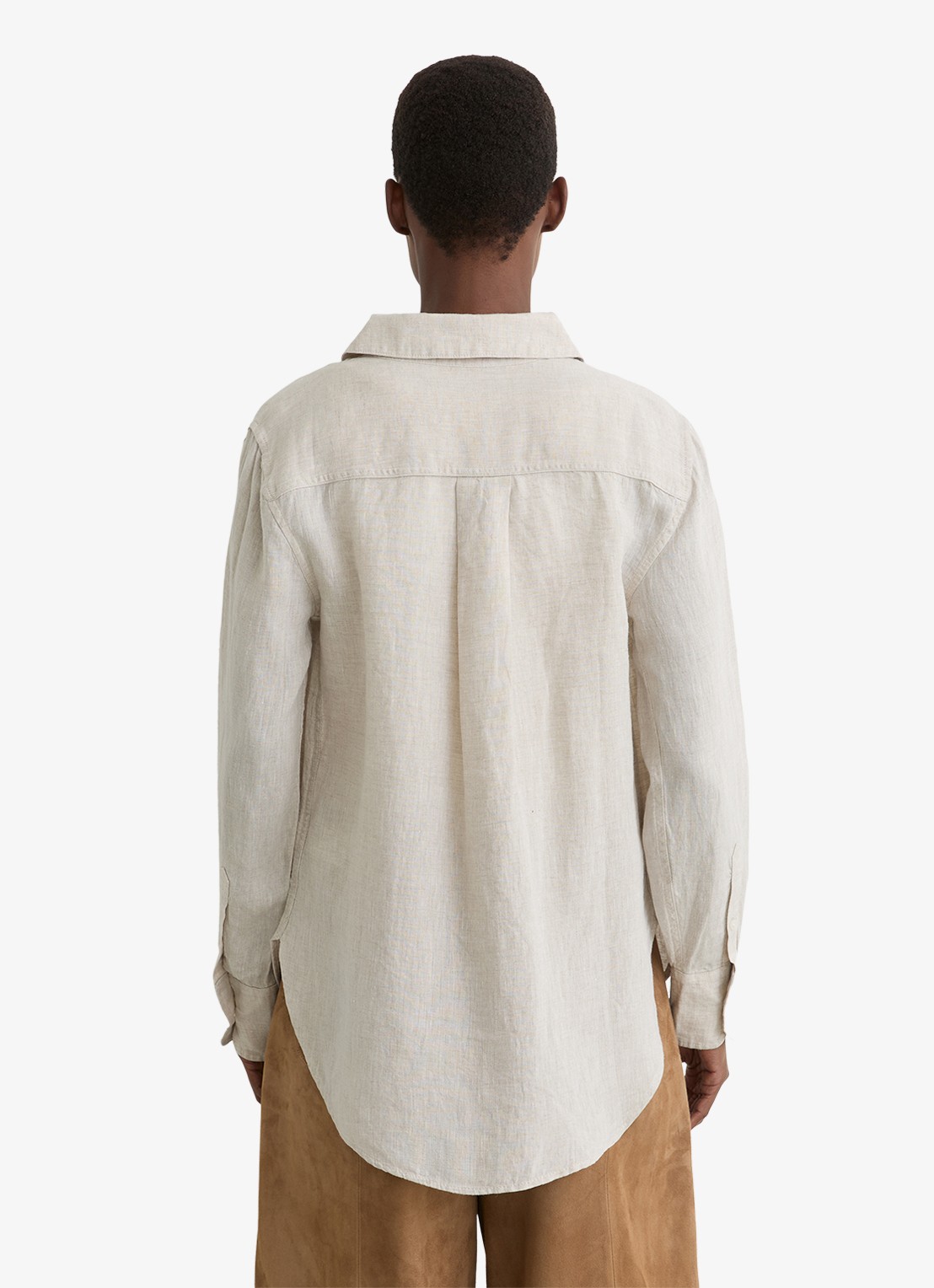 Reiss Belle blouse in linnenblend - achterkant 3 beige