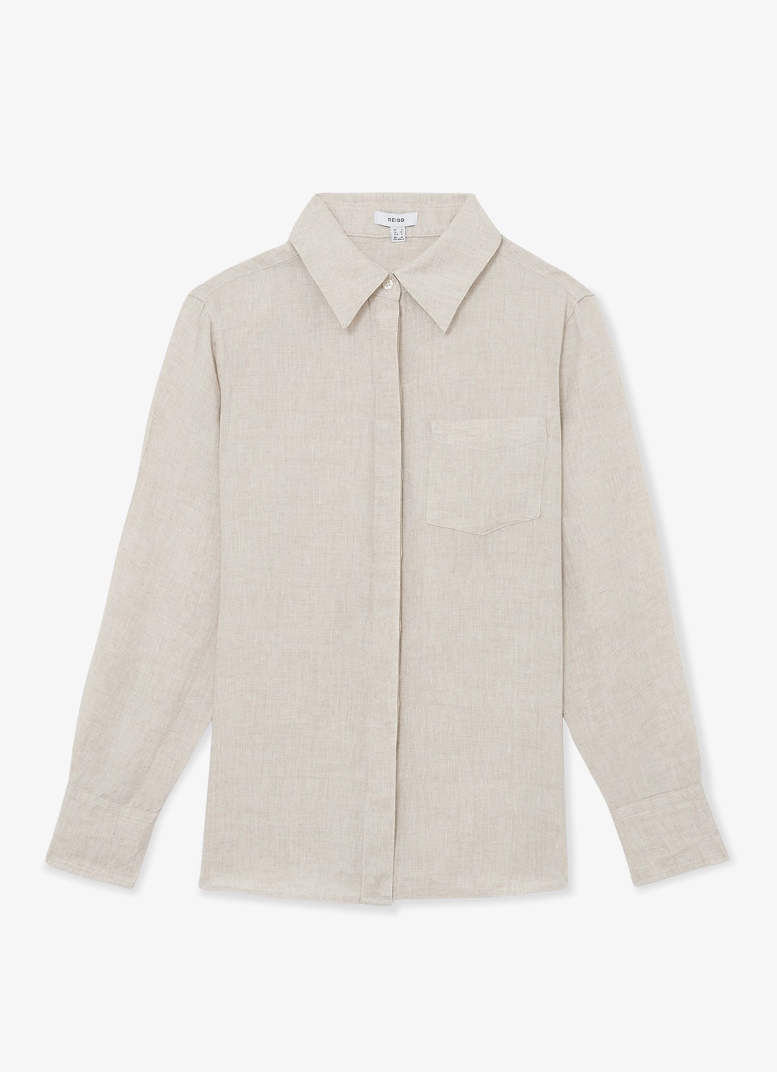 Reiss Belle blouse in linnenblend - voorkant beige