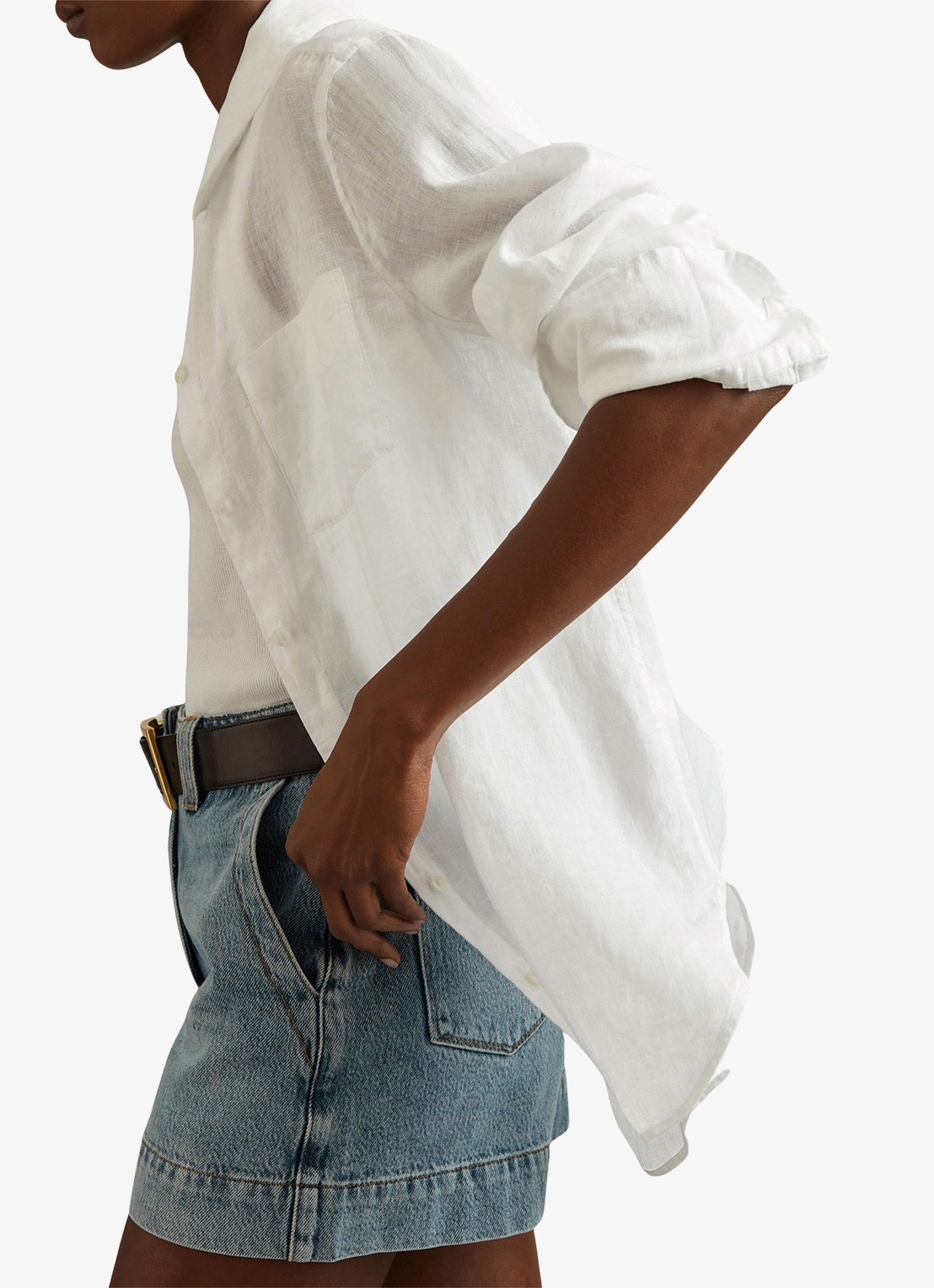 Reiss Belle blouse van linnen - detail 4 wit