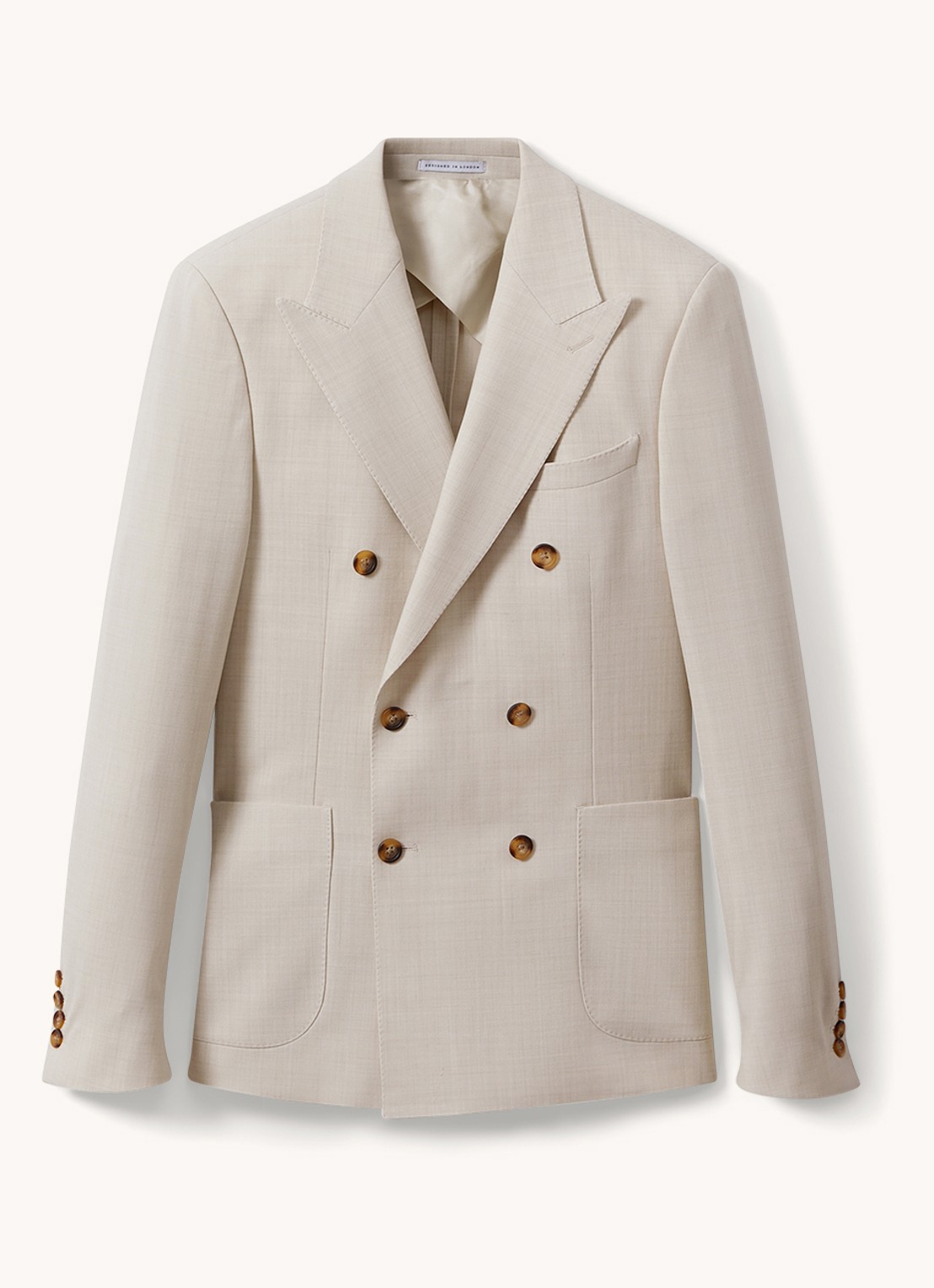 Reiss Belmont double-breasted colbert in wolblend - voorkant beige