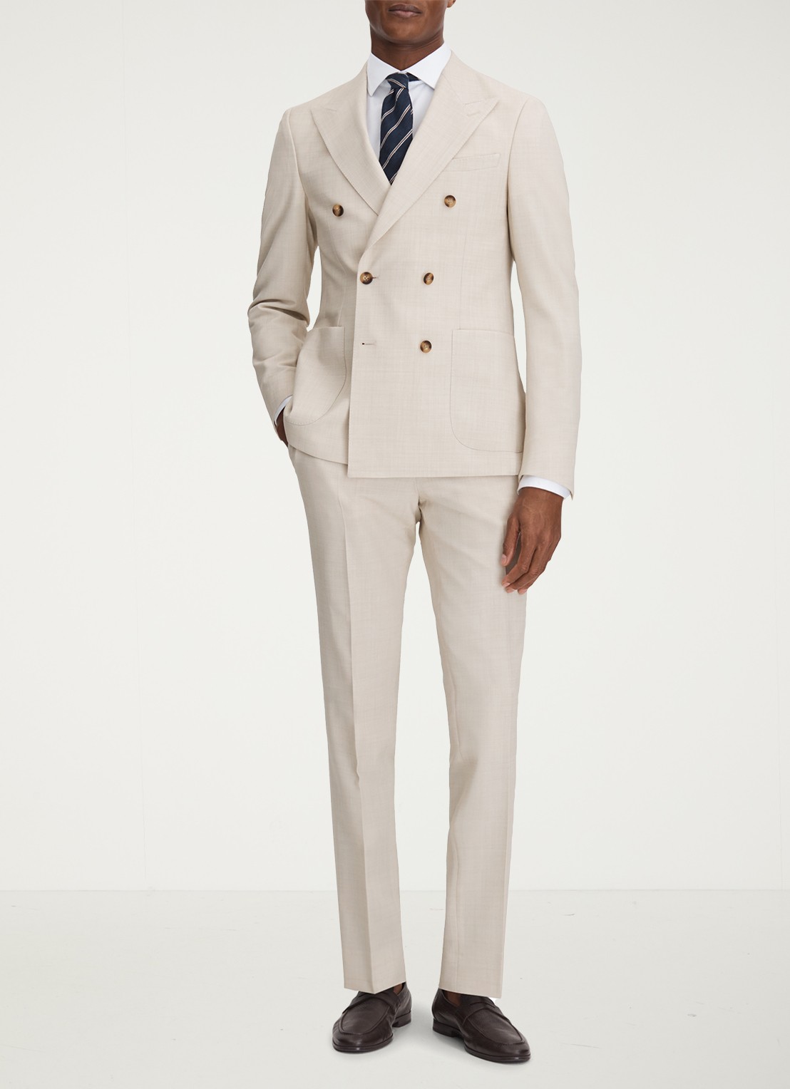 Reiss Belmont double-breasted colbert in wolblend - voorkant 2 beige