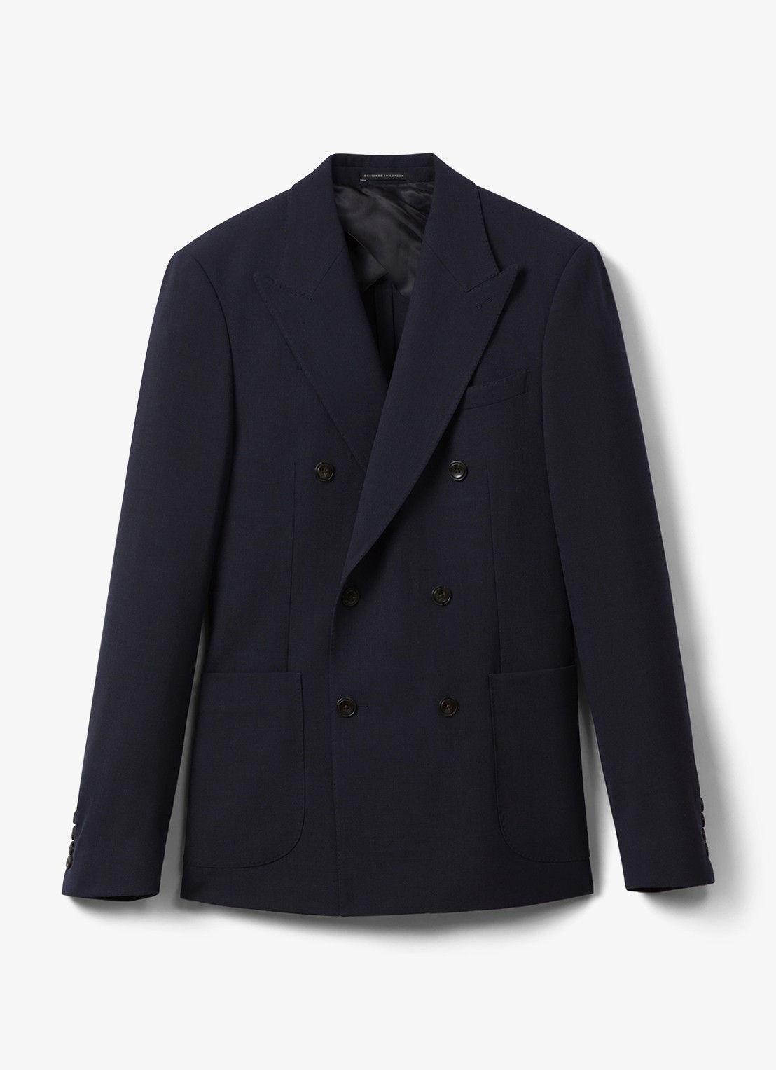 Reiss Belmont double-breasted slim fit colbert in wolblend - voorkant navy / blauw