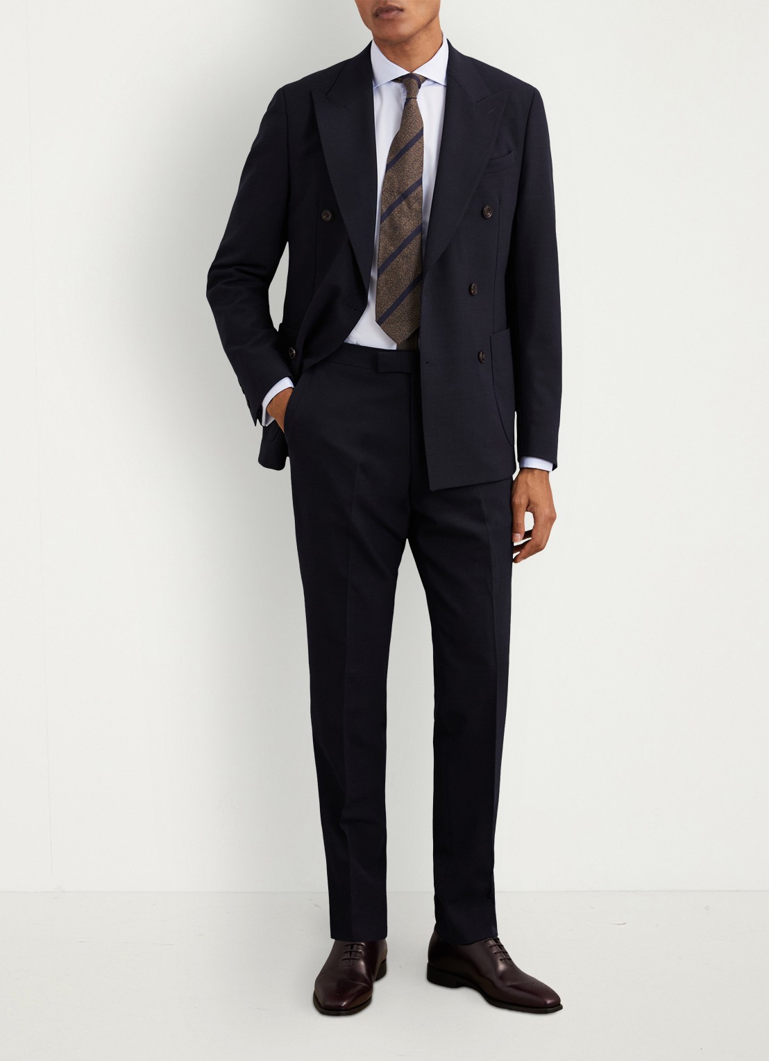 Reiss Belmont double-breasted slim fit colbert in wolblend - voorkant 2 navy / blauw