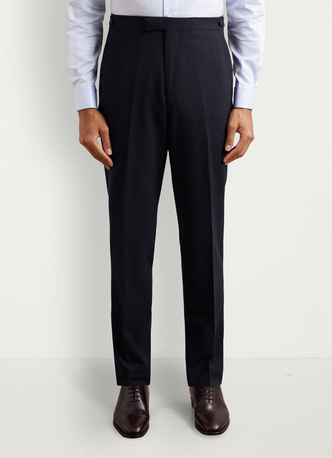 Reiss Belmont slim fit pantalon in wolblend - detail 4 donkerblauw