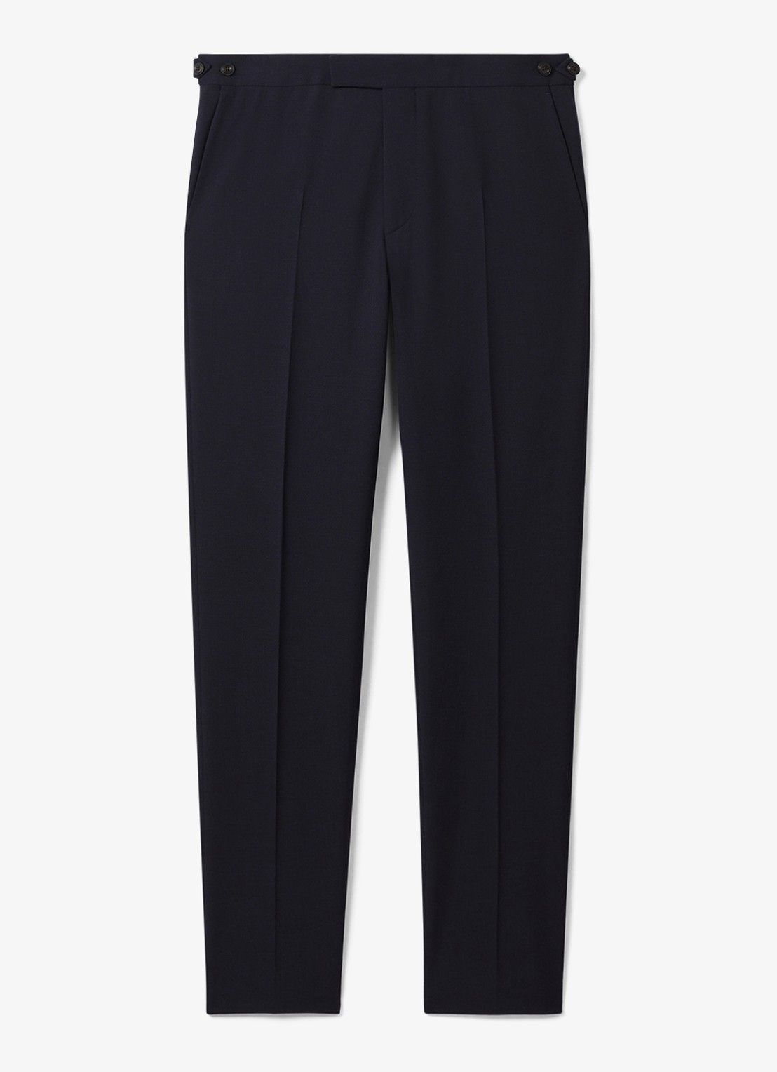 Reiss Belmont slim fit pantalon in wolblend - voorkant donkerblauw