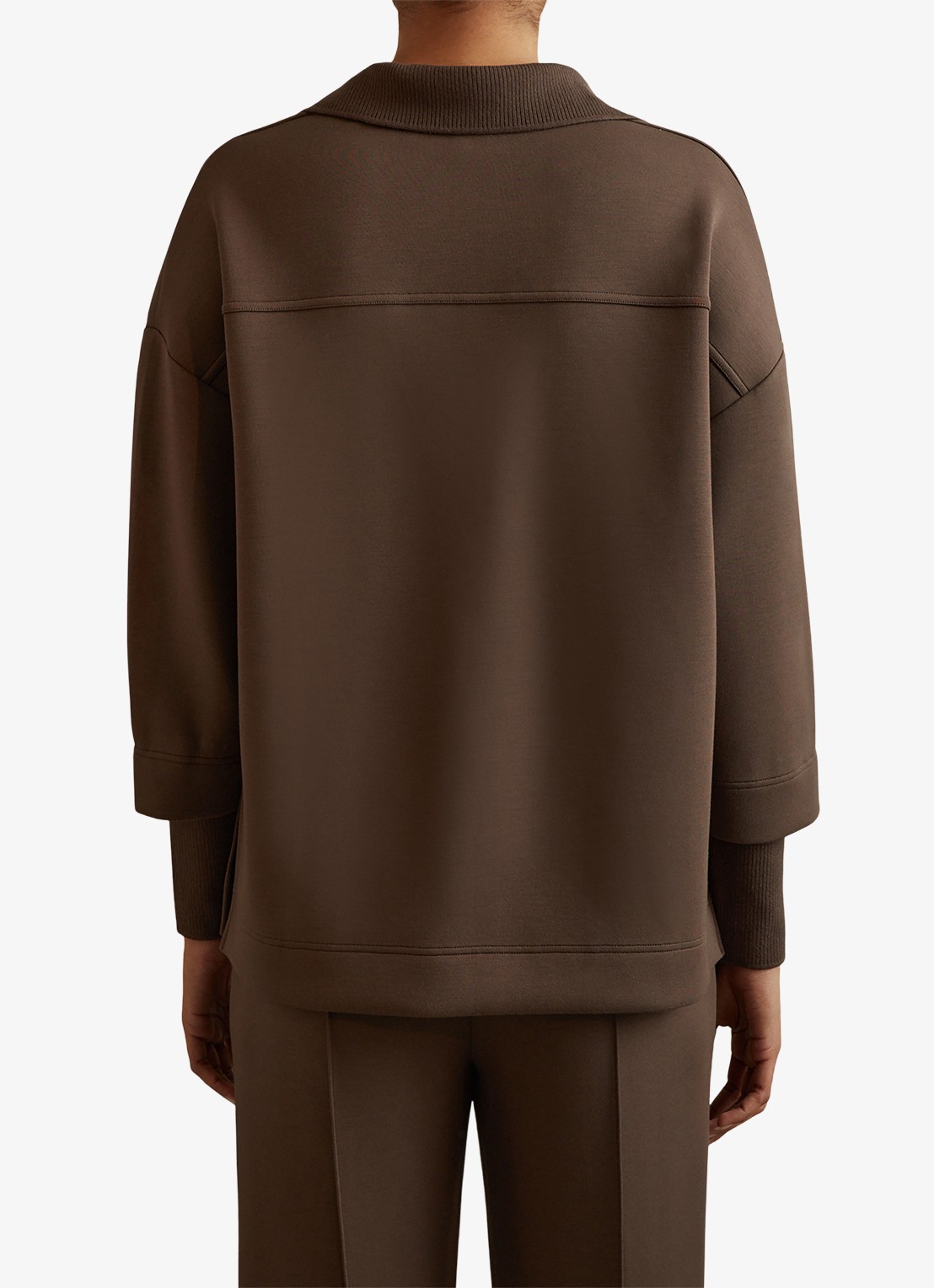 Reiss Bernie pullover met V-hals - achterkant 3 chocoladebruin