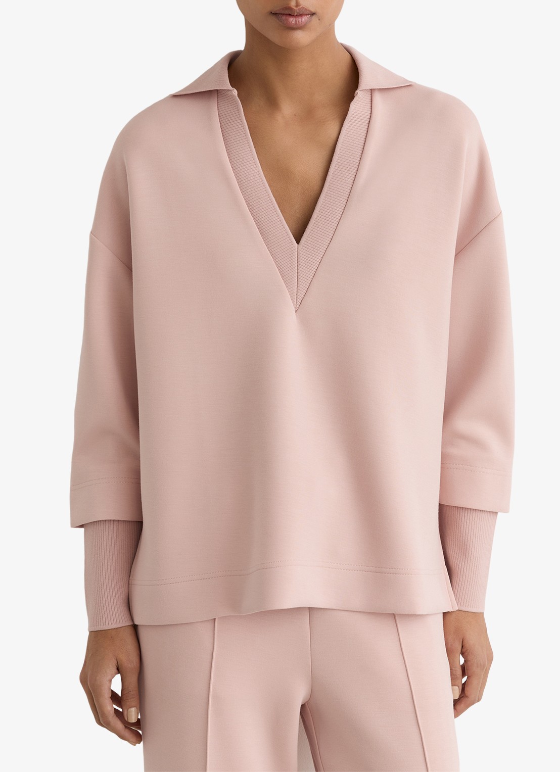 Reiss Bernie pullover met V-hals - detail 2 lichtroze