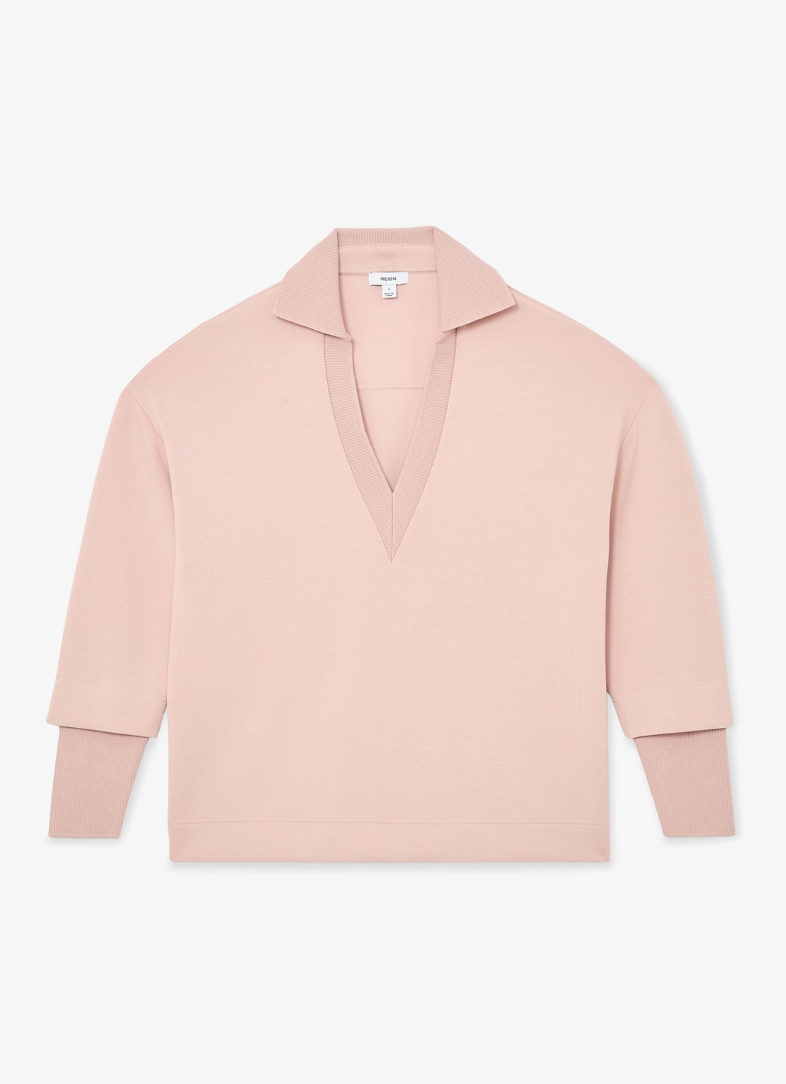 Reiss Bernie pullover met V-hals - voorkant 6 lichtroze