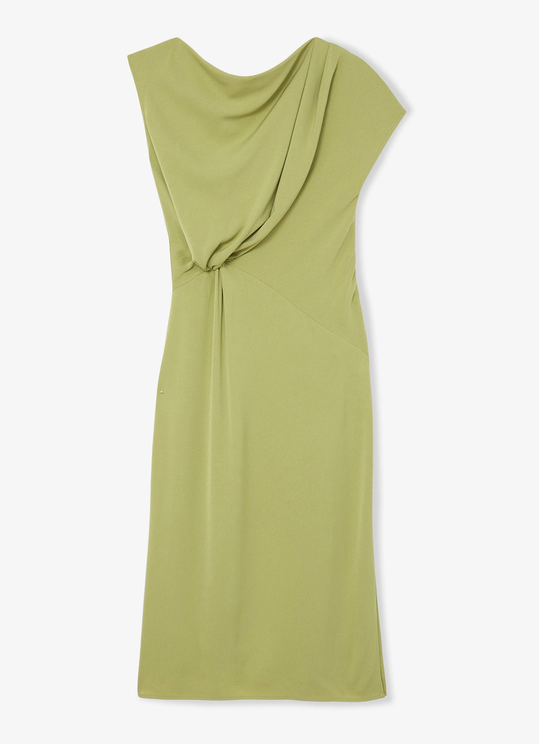 Reiss Beth midi off shoulder jurk met gedrapeerd detail - voorkant 2 mosgroen