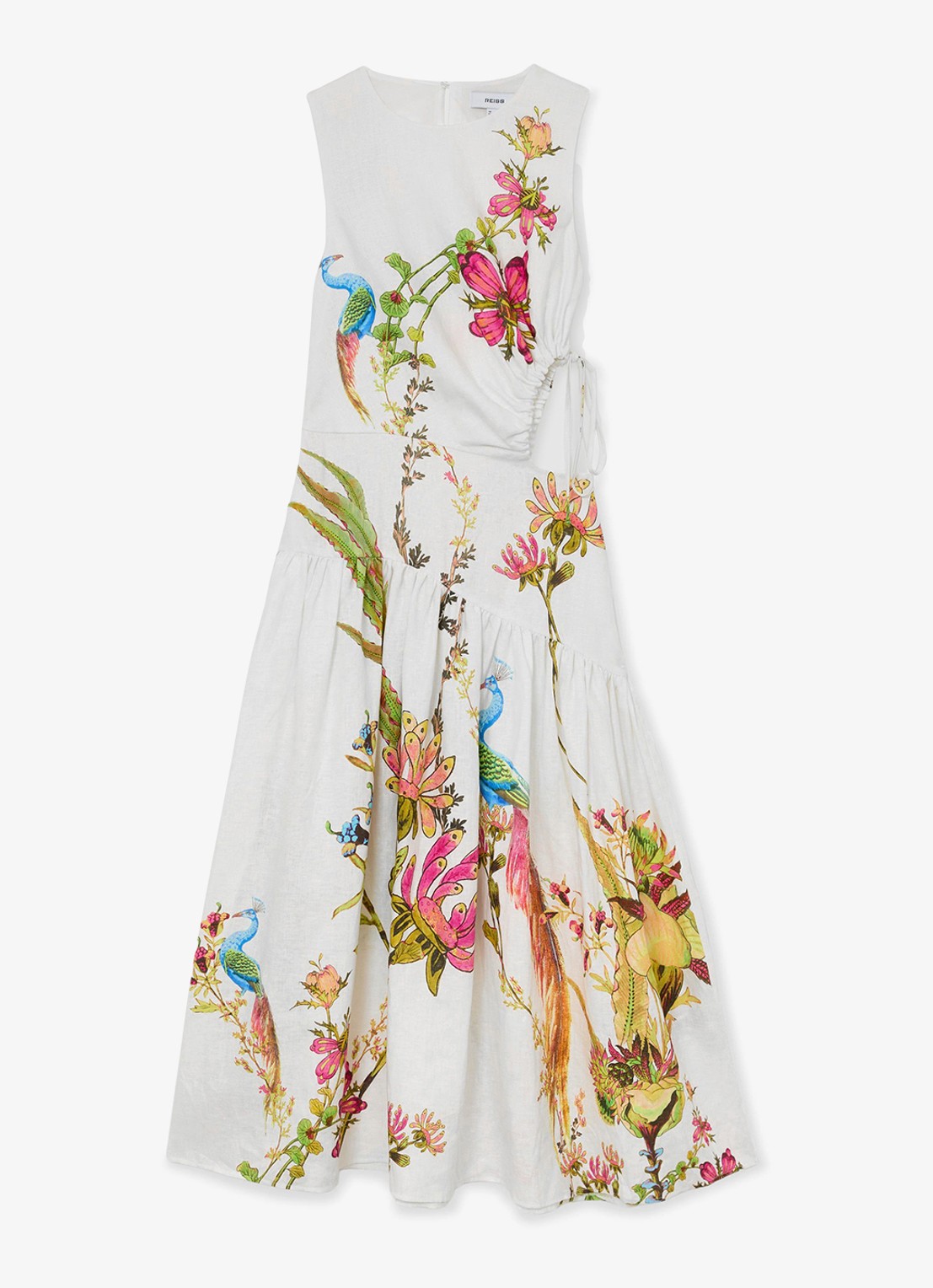 Reiss Bianca midi jurk met cut-out detail - voorkant wit