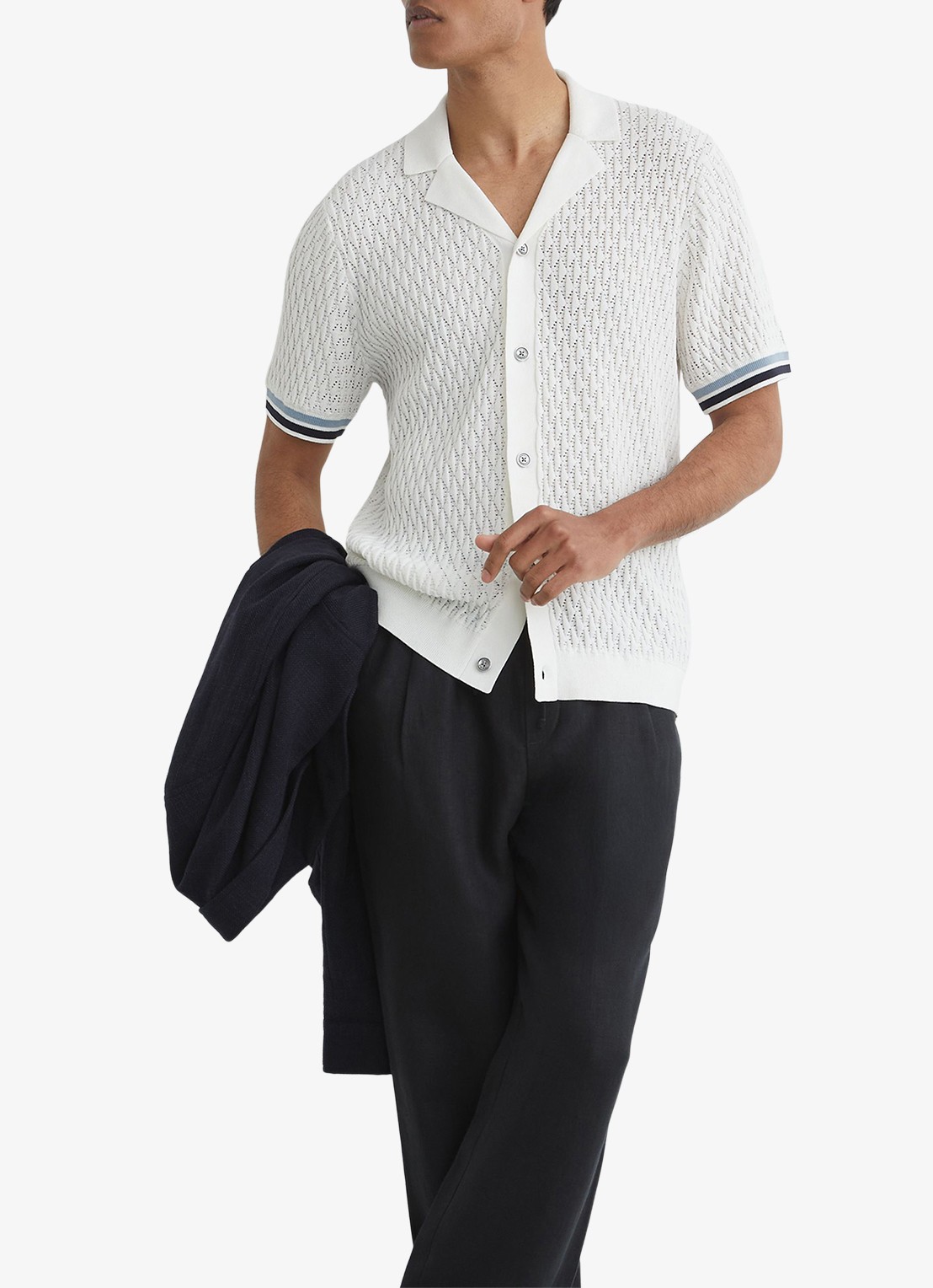 Reiss Bilsby overhemd met structuur - voorkant 6 white / wit