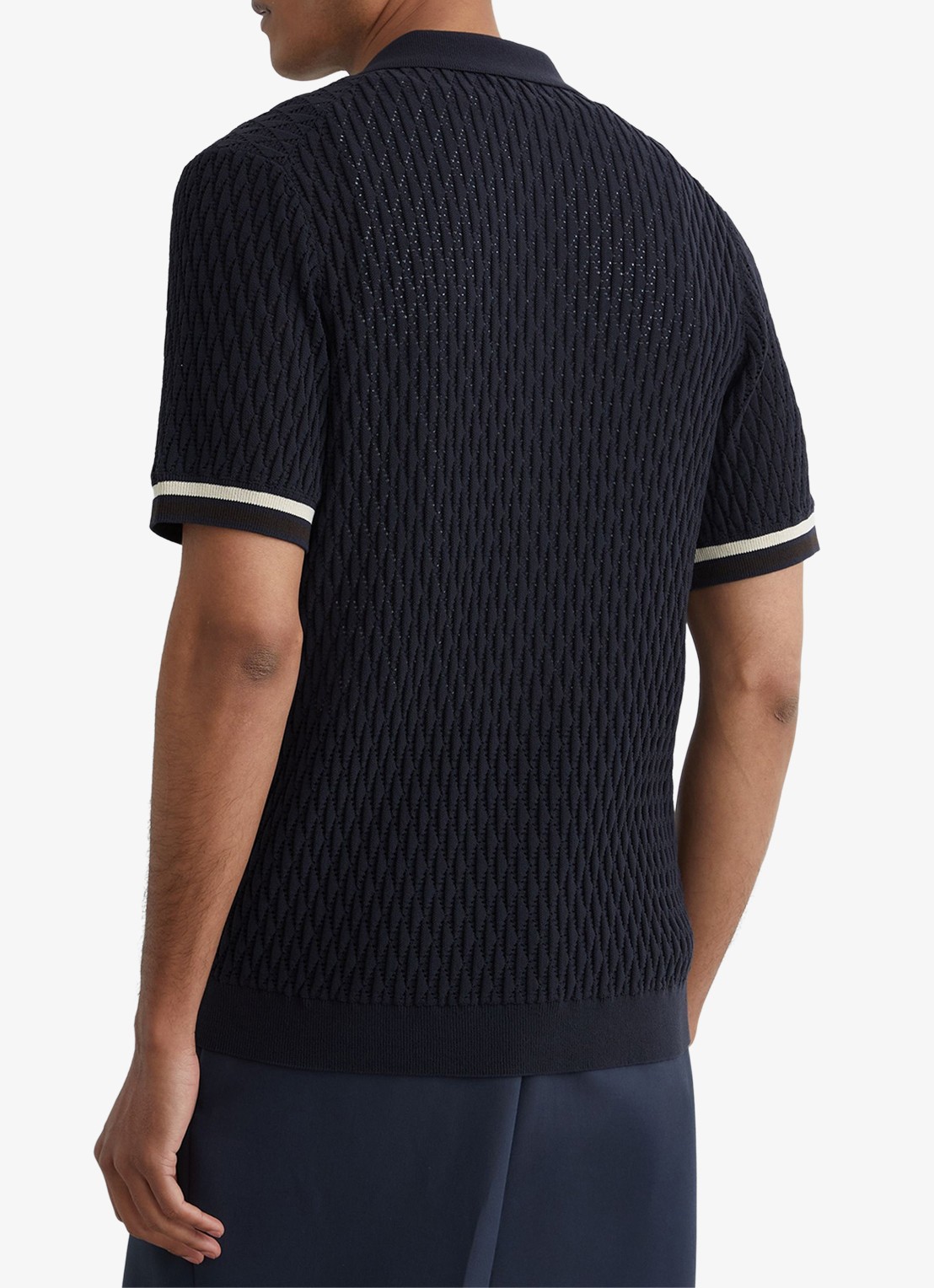 Reiss Bilsby overhemd met structuur - achterkant 6 navy / blauw