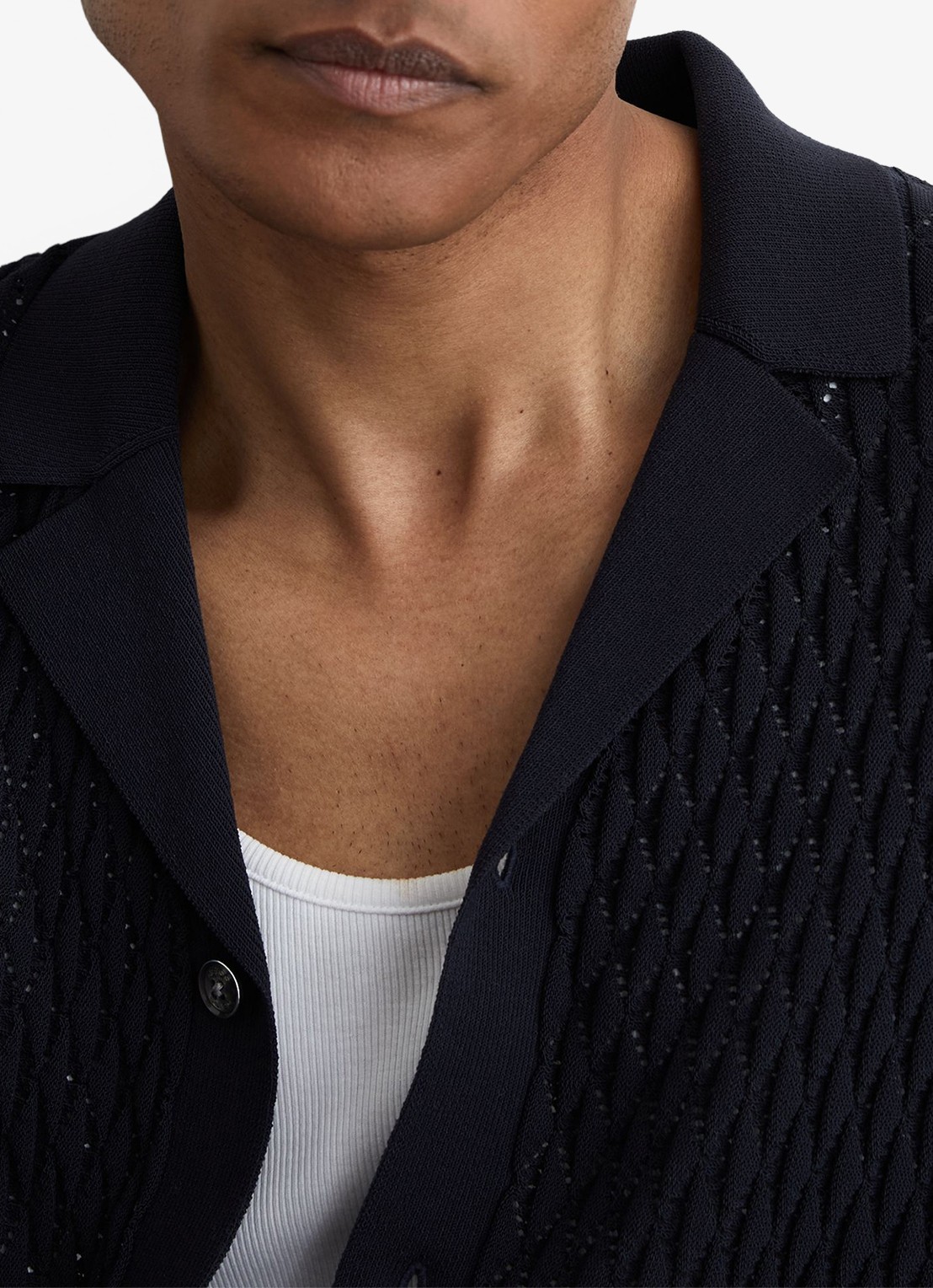 Reiss Bilsby overhemd met structuur - detail 3 navy / blauw