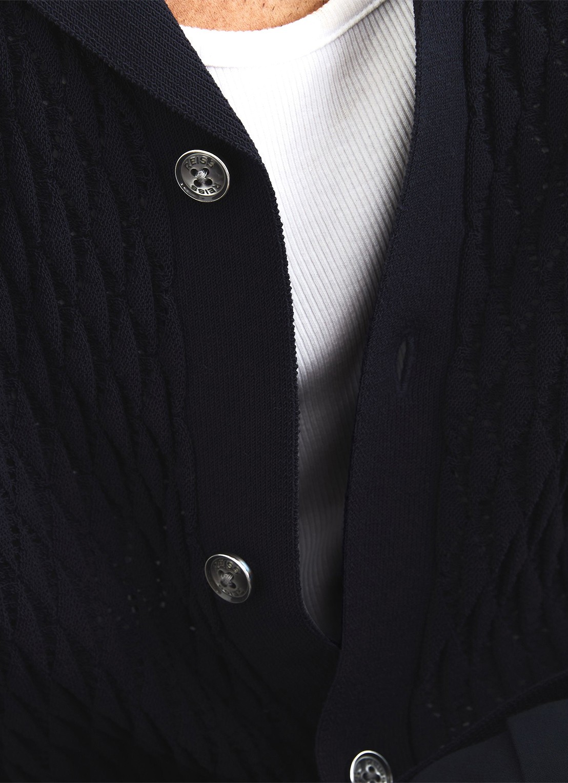 Reiss Bilsby overhemd met structuur - detail 4 navy / blauw