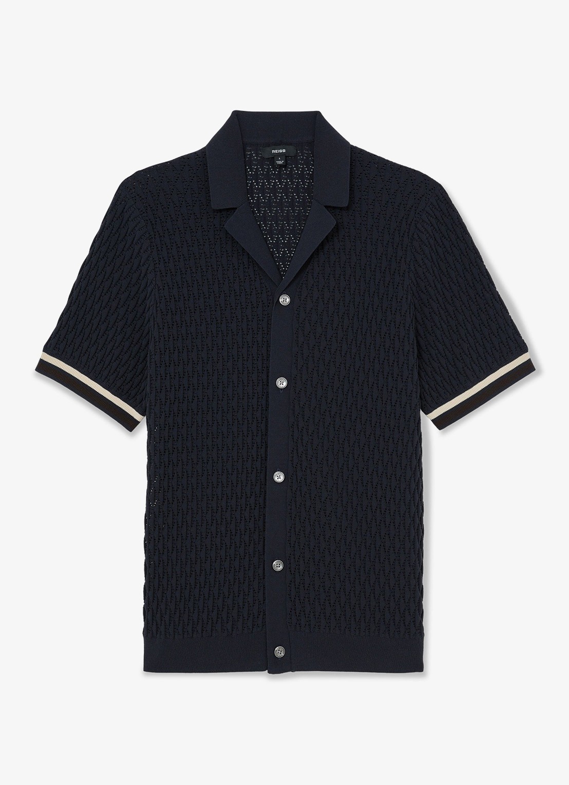 Reiss Bilsby overhemd met structuur - voorkant navy / blauw