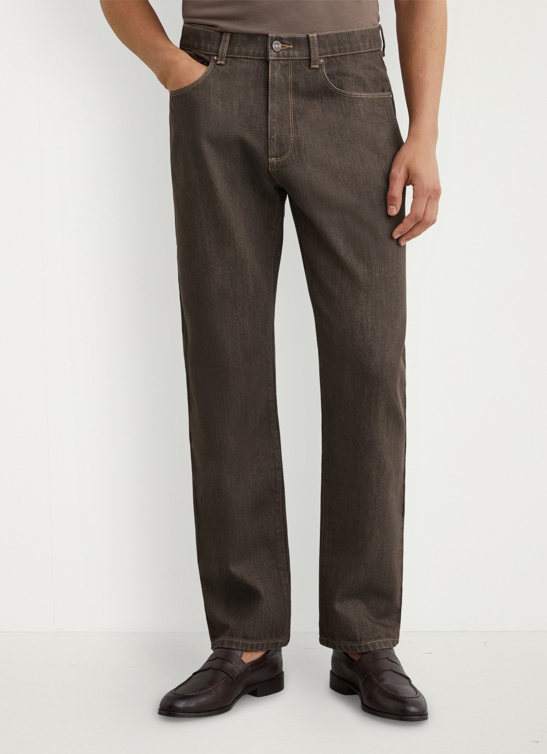 Reiss Bishopgate straight leg jeans met steekzakken - detail 3 donkerbruin
