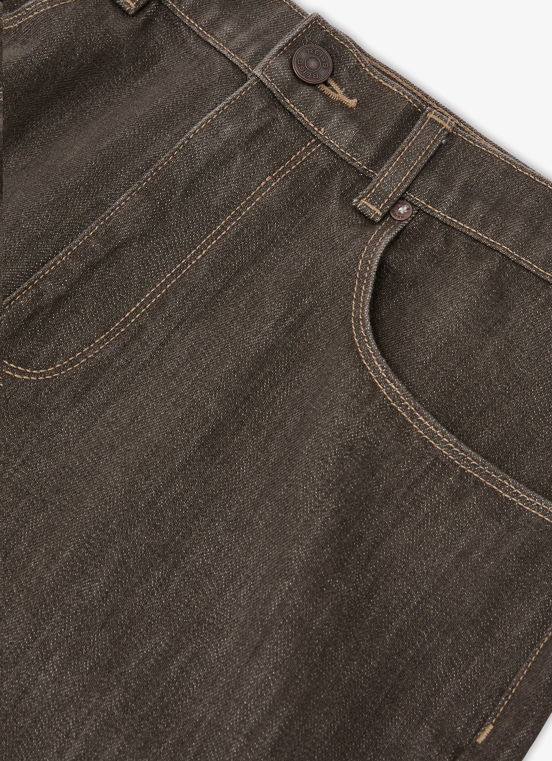 Reiss Bishopgate straight leg jeans met steekzakken - detail 5 donkerbruin