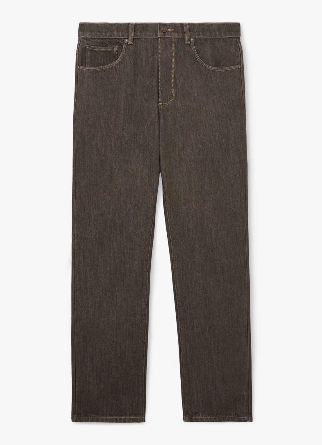Reiss Bishopgate straight leg jeans met steekzakken - voorkant donkerbruin