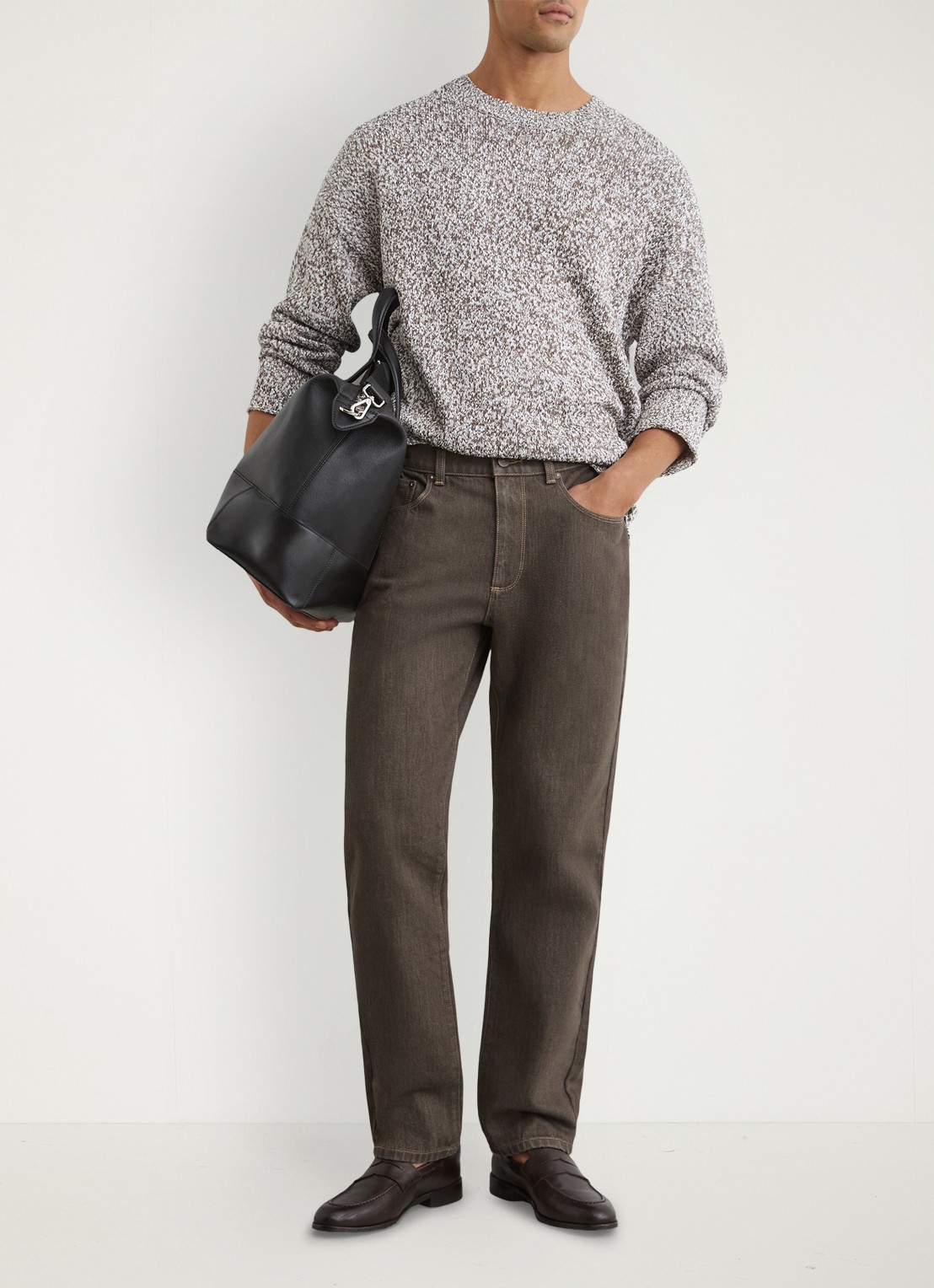 Reiss Bishopgate straight leg jeans met steekzakken - voorkant 2 donkerbruin