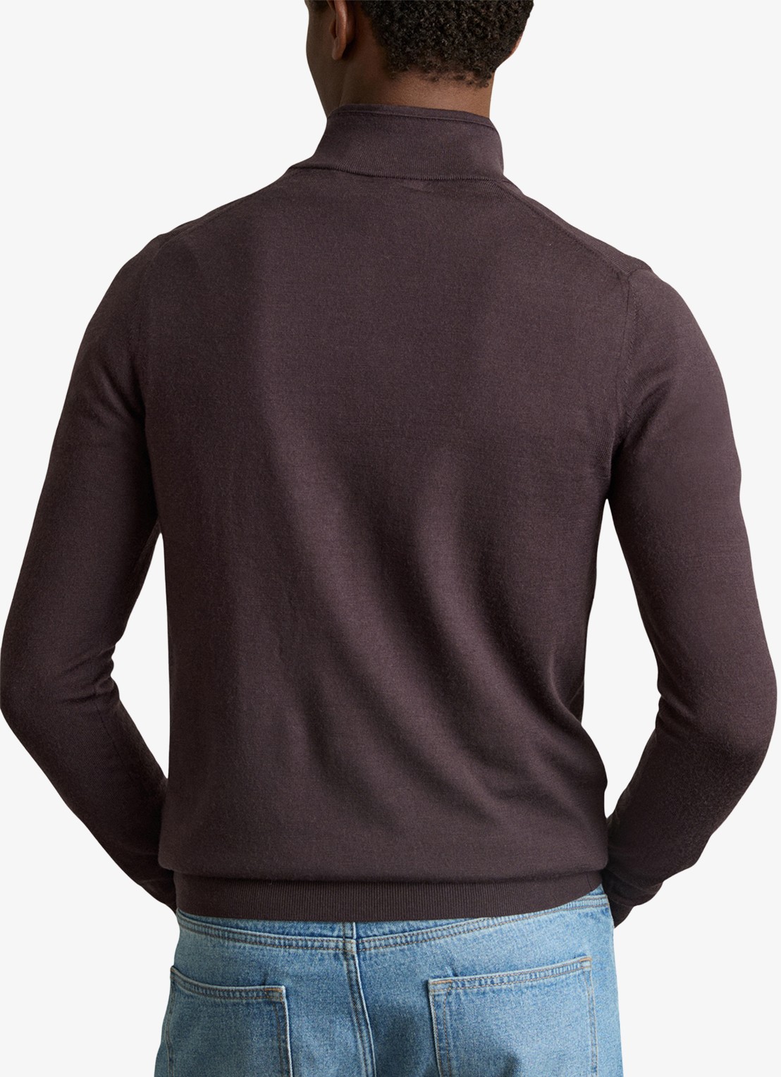 Reiss Blackhall fijgebreide trui in merino wolblend - achterkant bordeauxrood