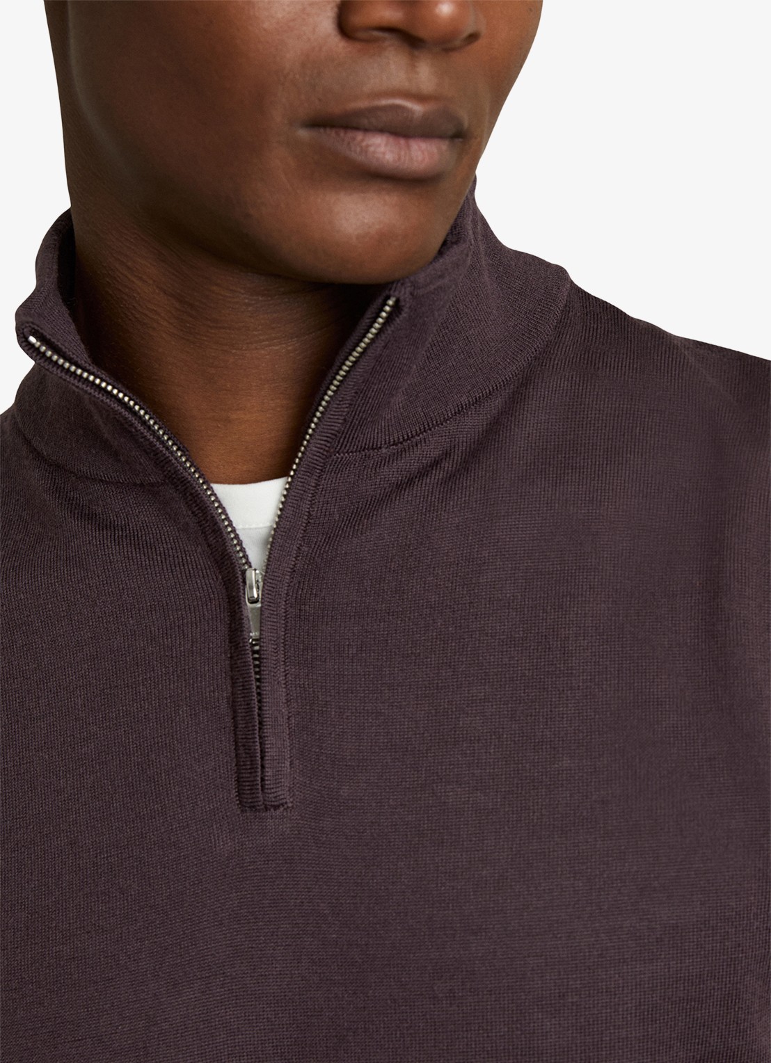 Reiss Blackhall fijgebreide trui in merino wolblend - detail 3 bordeauxrood