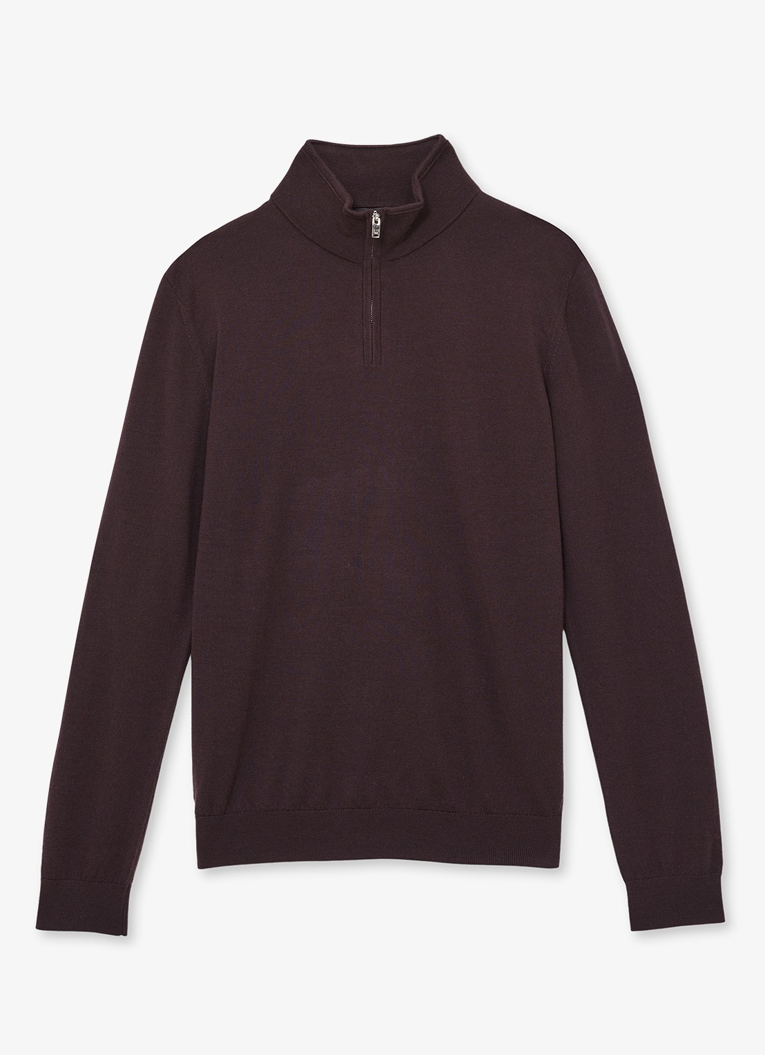 Reiss Blackhall fijgebreide trui in merino wolblend - voorkant 4 bordeauxrood