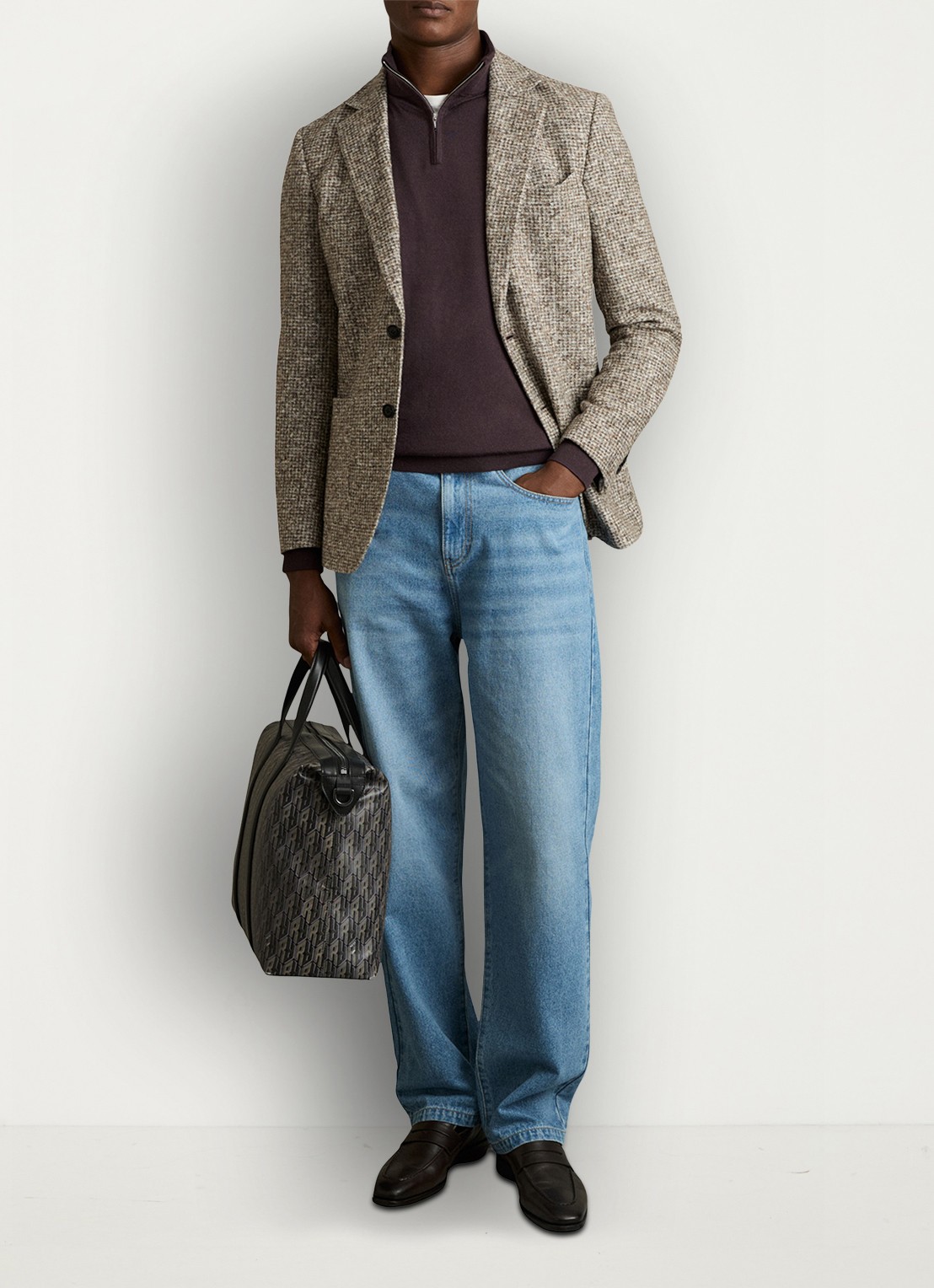 Reiss Blackhall fijgebreide trui in merino wolblend - voorkant 5 bordeauxrood
