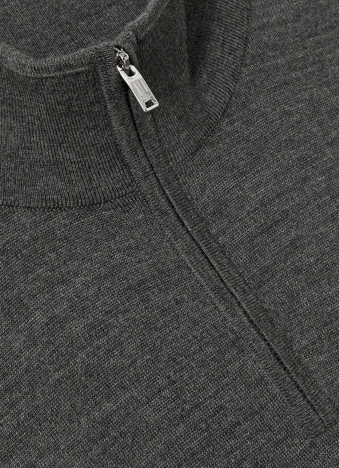 Reiss Blackhall fijngebreide pullover van merino wol met halve rits - detail 5 grijsmele