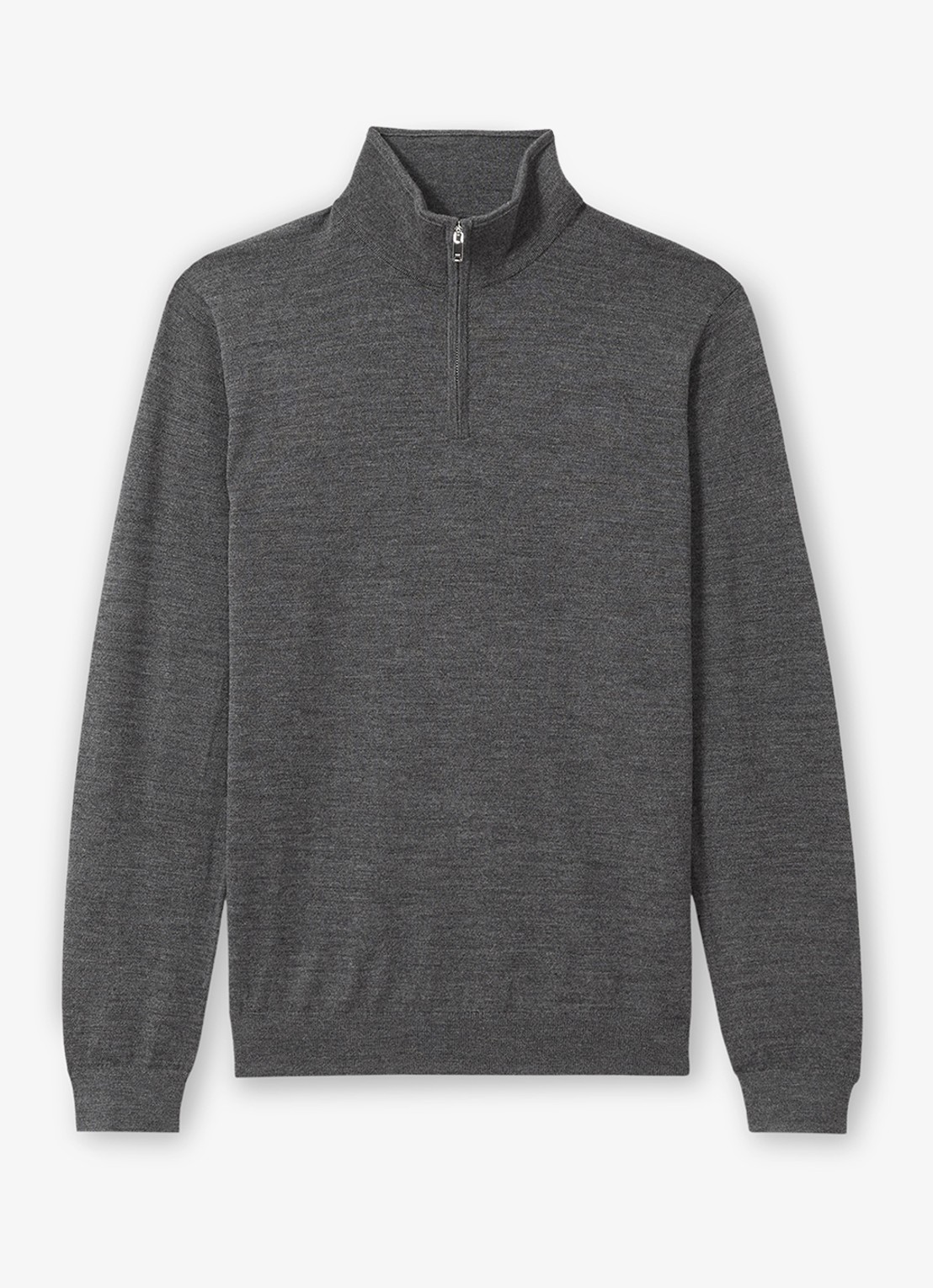 Reiss Blackhall fijngebreide pullover van merino wol met halve rits - voorkant 2 grijsmele