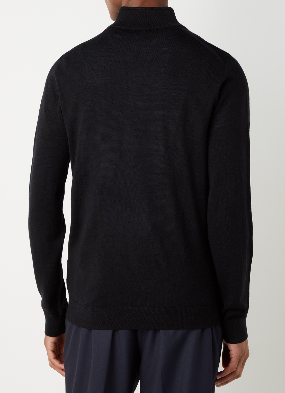 Reiss Blackhall fijngebreide pullover van wol met halve rits - achterkant 2 zwart